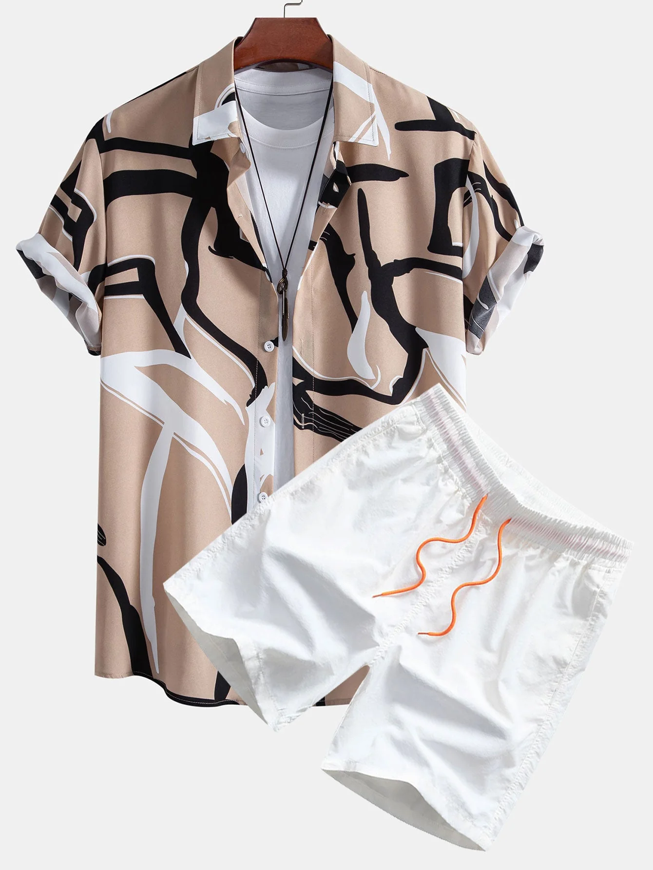Armando® | Abstract Print Button Up Shirt & Swim Shorts - Image 3