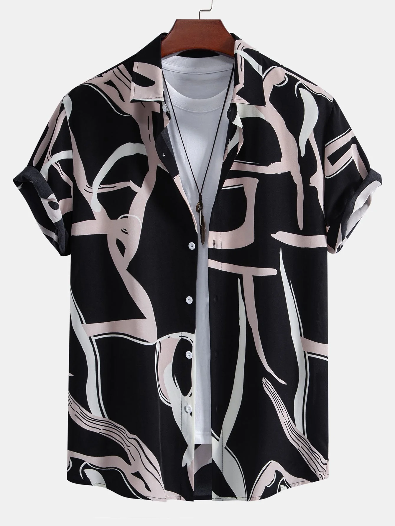 Armando® | Abstract Print Button Up Shirt & Swim Shorts - Image 5