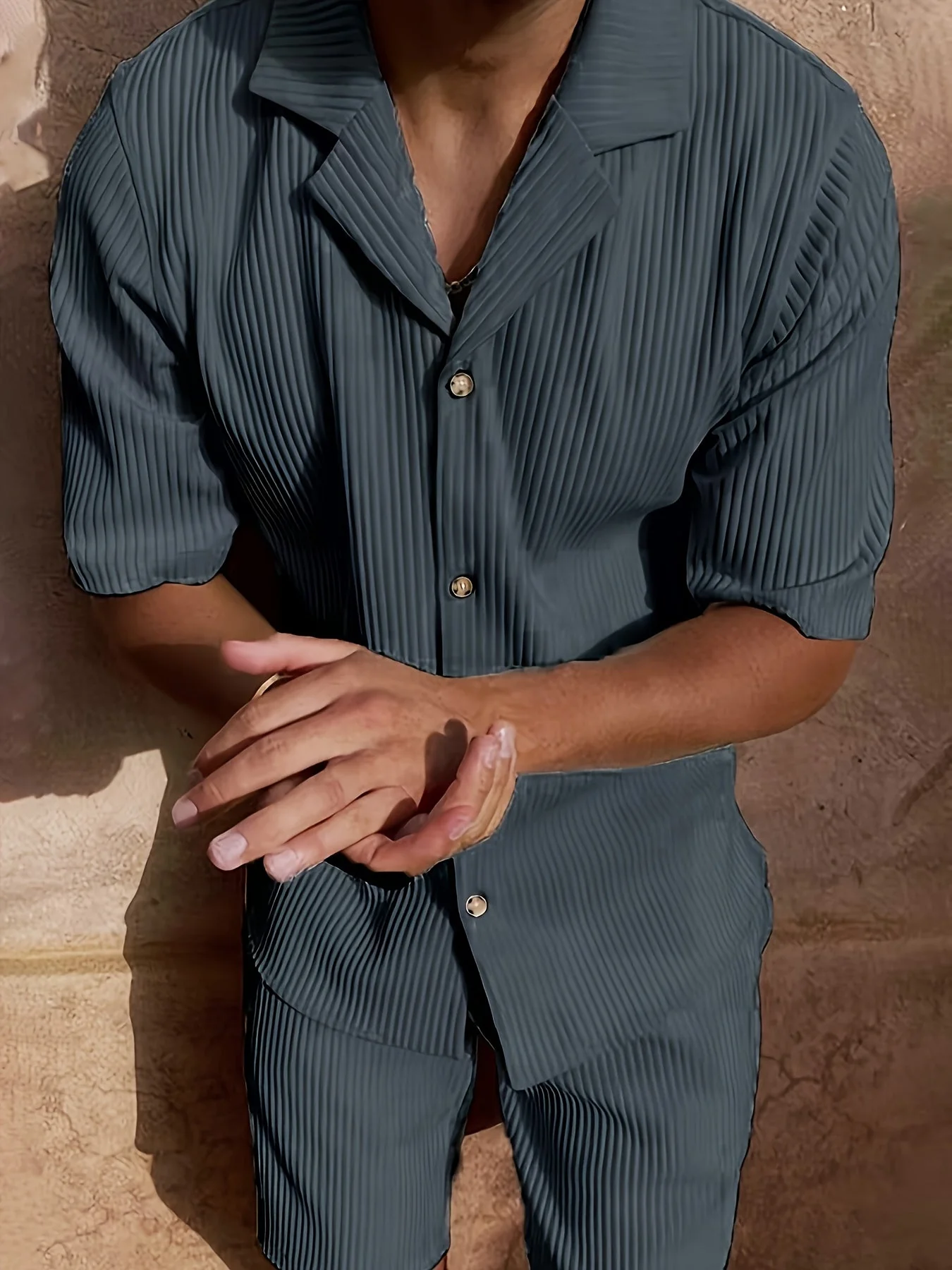 Armando | Striped Short and Shirt Set for Men – Summer Fit - Image 5
