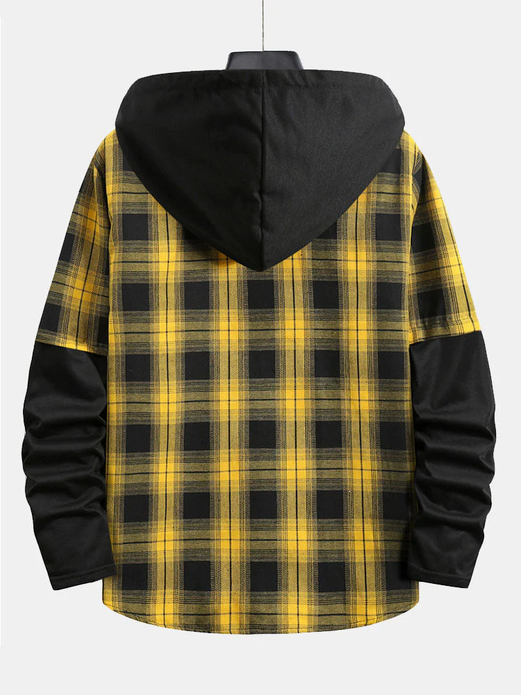 Armani® | Plaid Button Front Hooded Shirt - Image 2