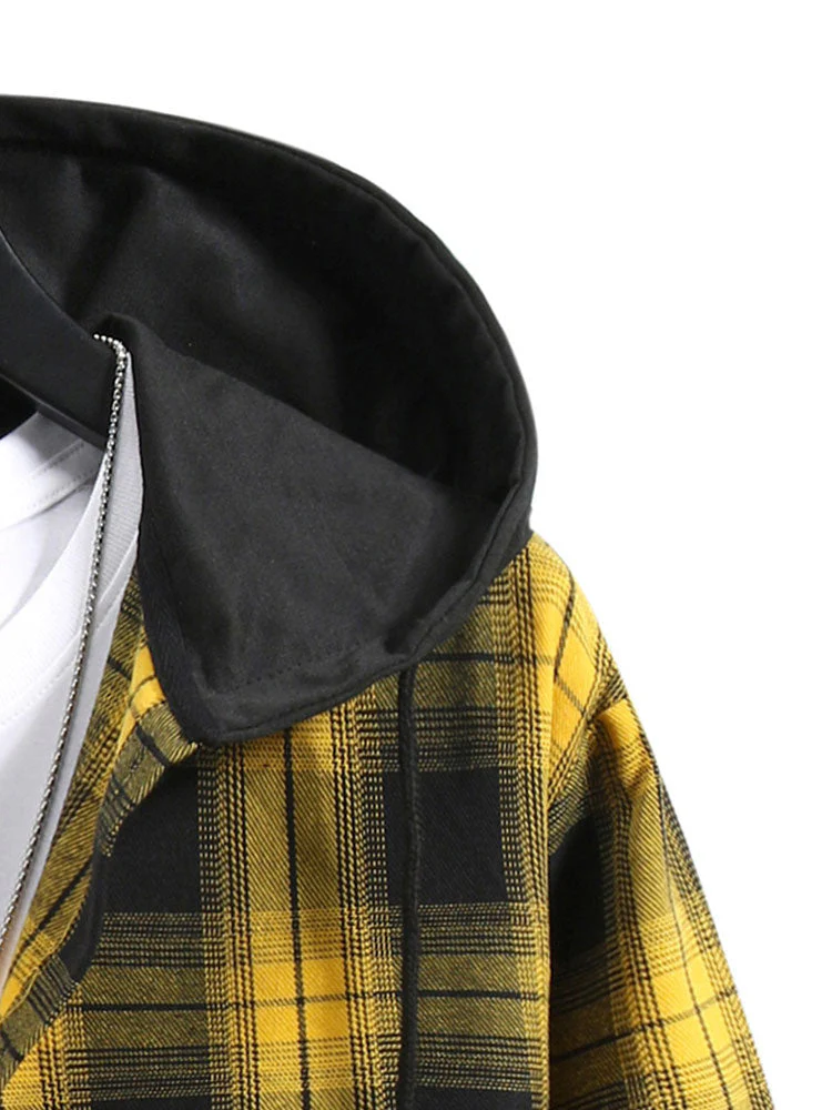 Armani® | Plaid Button Front Hooded Shirt - Image 6