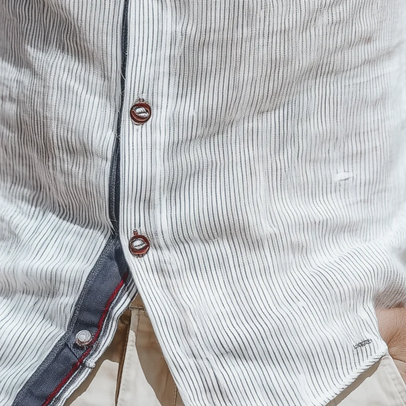 Arnie | Men'S Stripe Print Contrast Embroidery Short Sleeve Shirt - Image 4