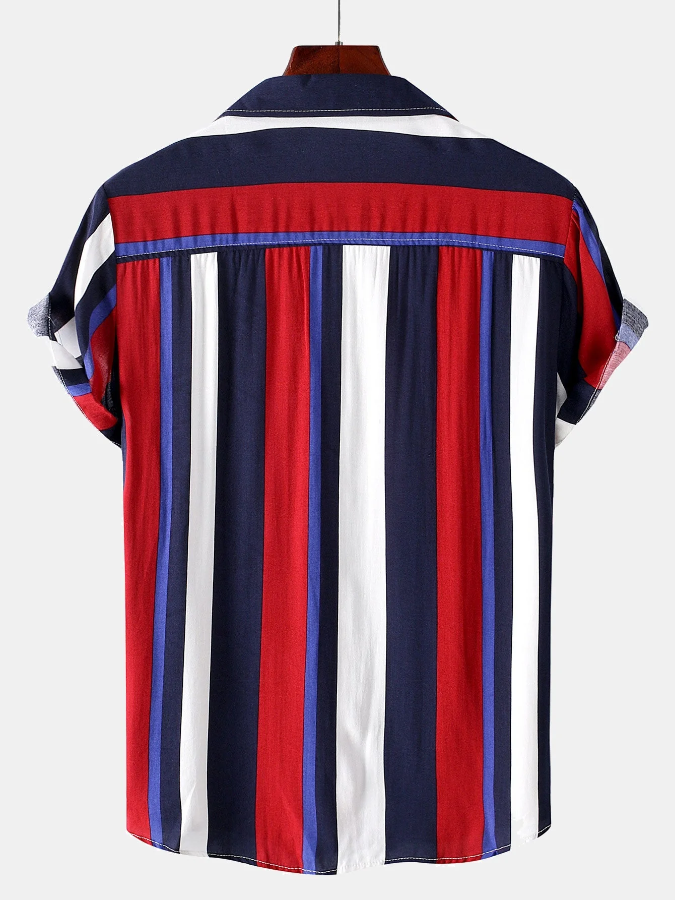 Arno® | Colorful Striped Print Revere Shirt - Image 4