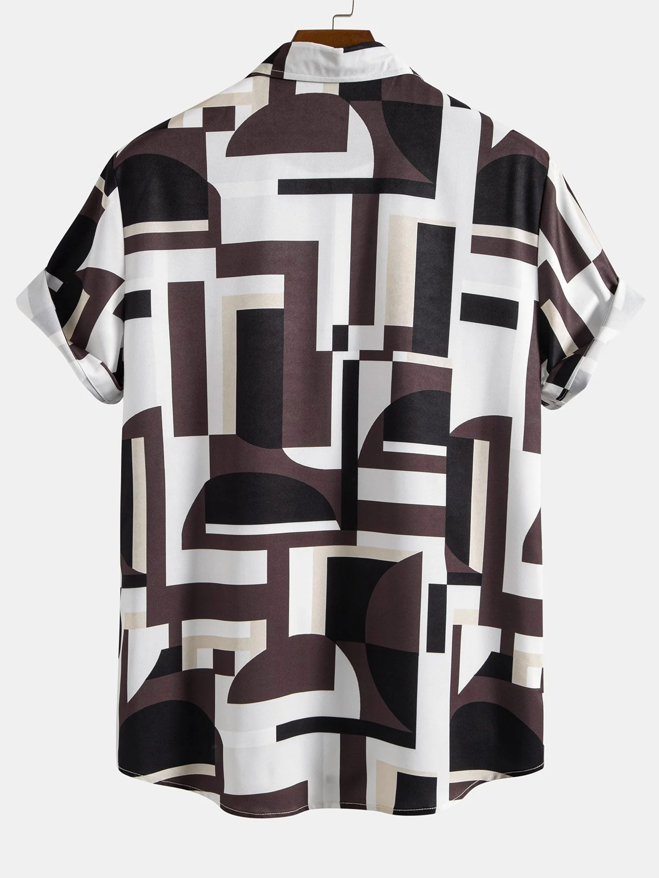 Arsenio® | Geometry Colorblock Print Button Up Shirt - Image 2