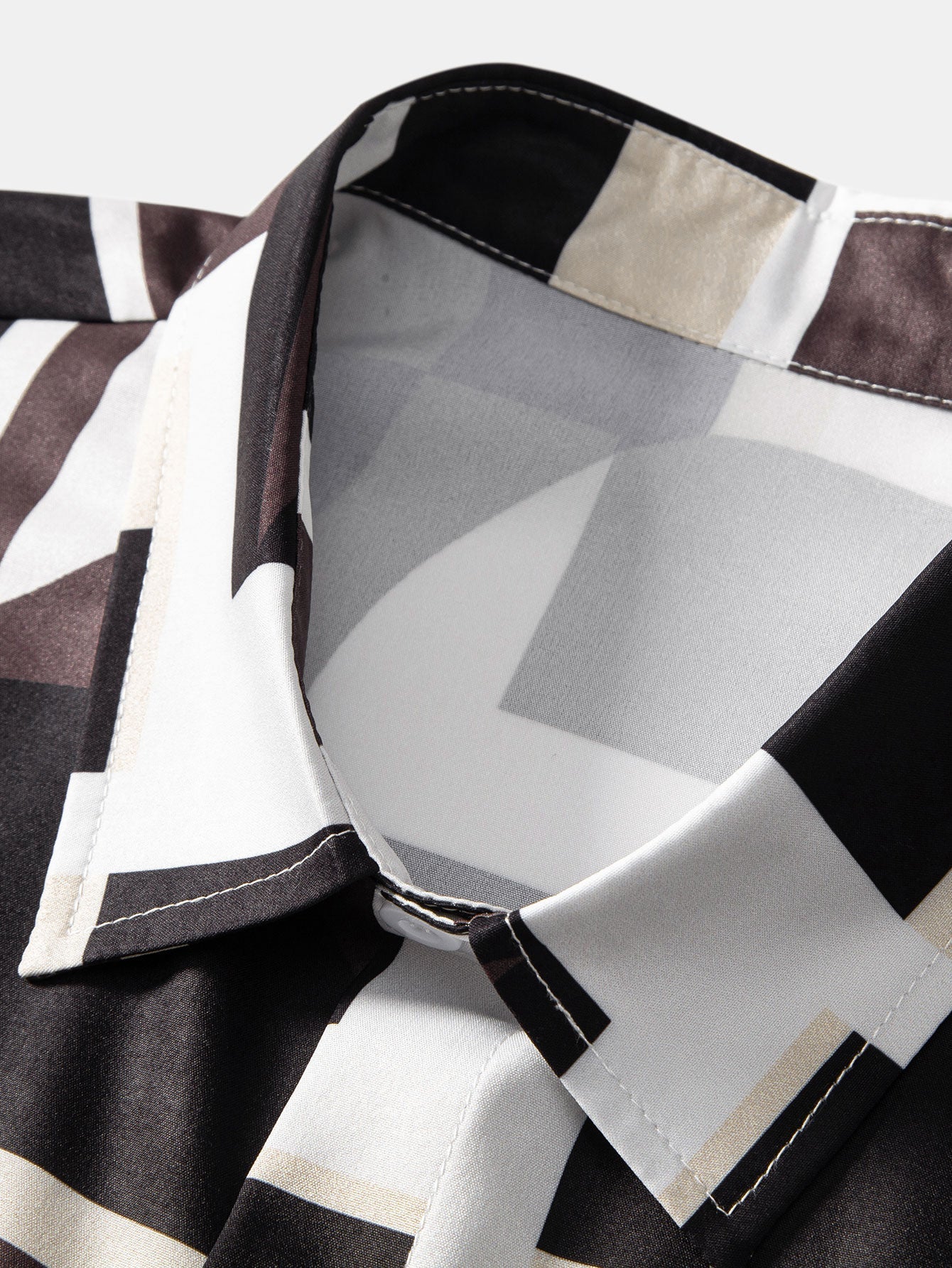 Arsenio® | Geometry Colorblock Print Button Up Shirt - Image 3