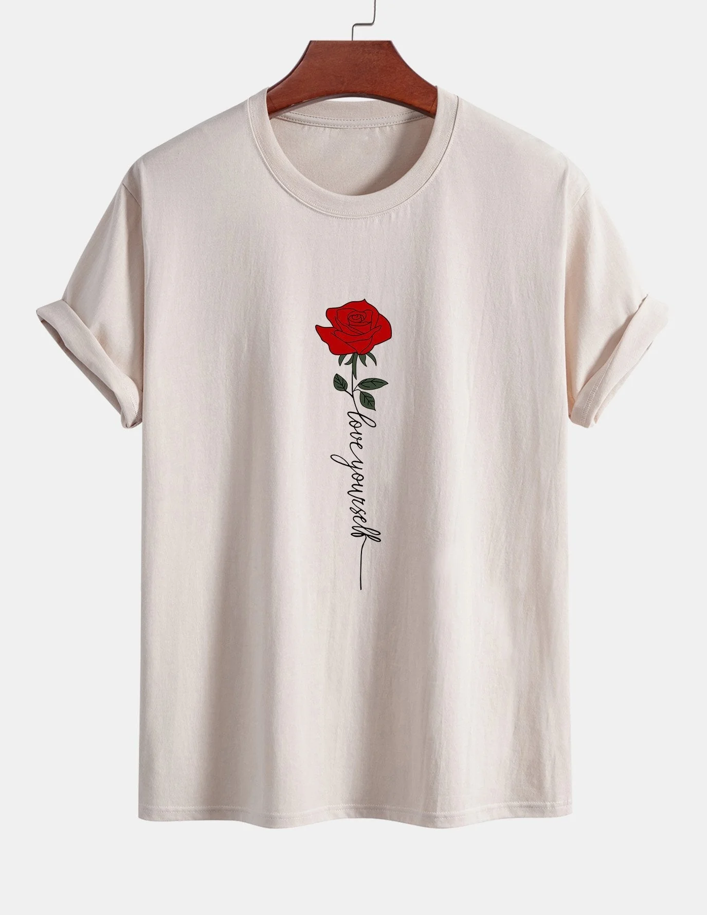Arsenio® | Rose Slogan Print Cotton T-Shirt - Image 11