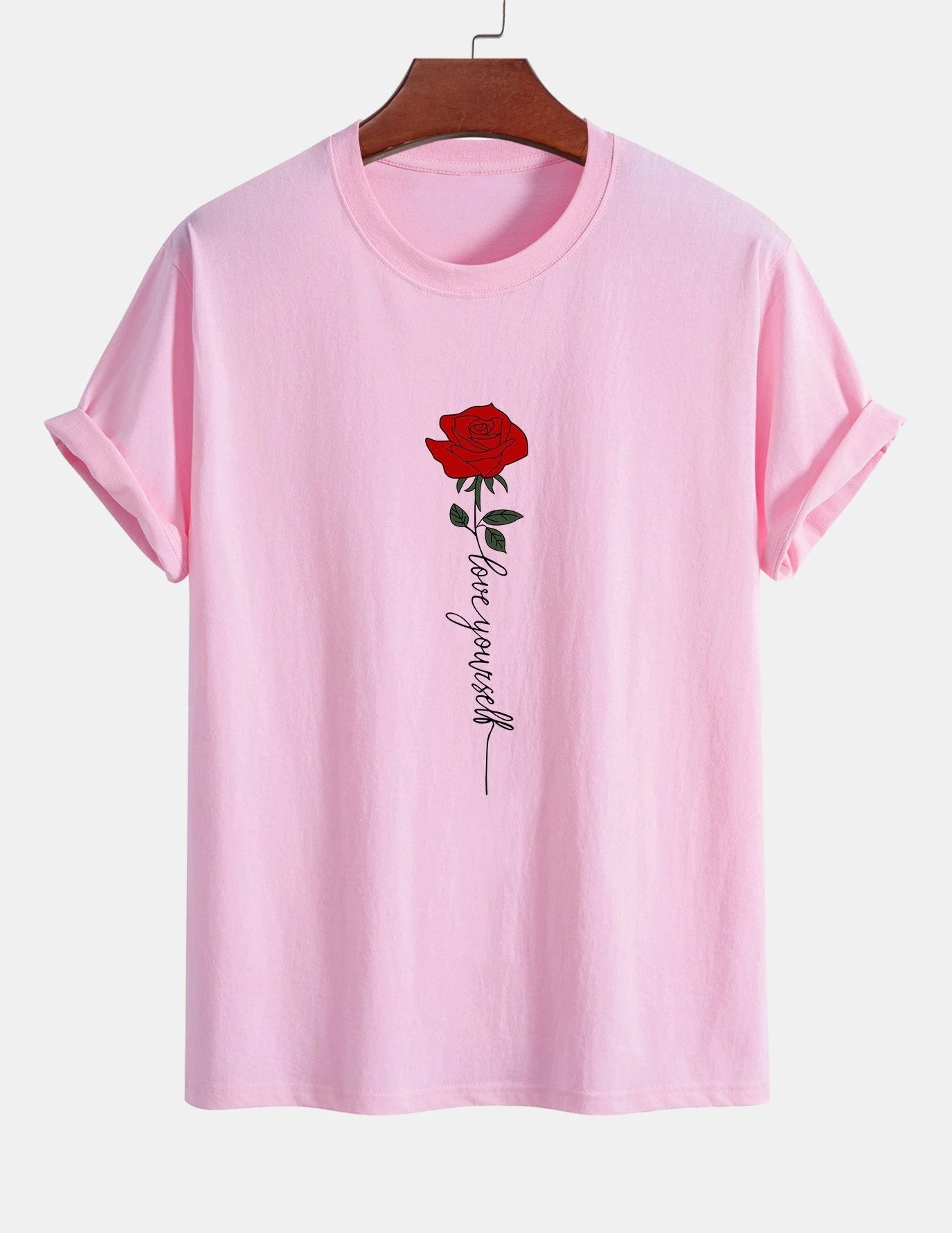 Arsenio® | Rose Slogan Print Cotton T-Shirt - Image 12