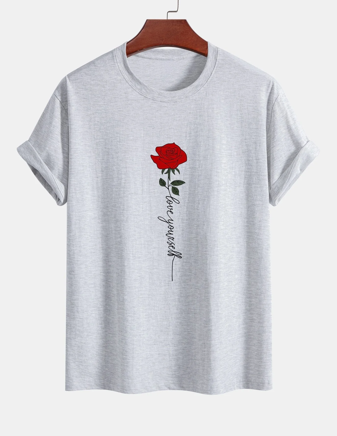 Arsenio® | Rose Slogan Print Cotton T-Shirt - Image 13