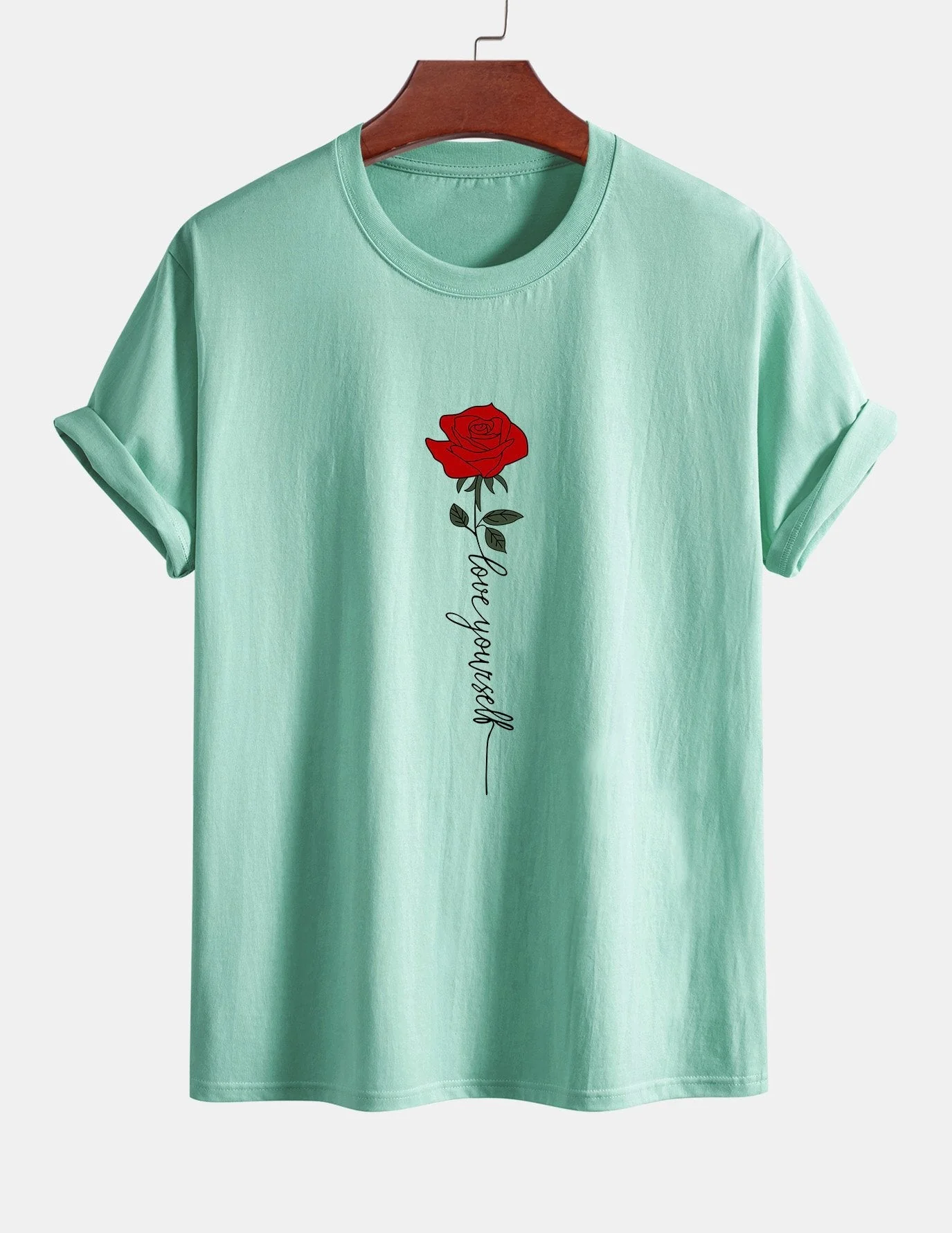 Arsenio® | Rose Slogan Print Cotton T-Shirt - Image 14