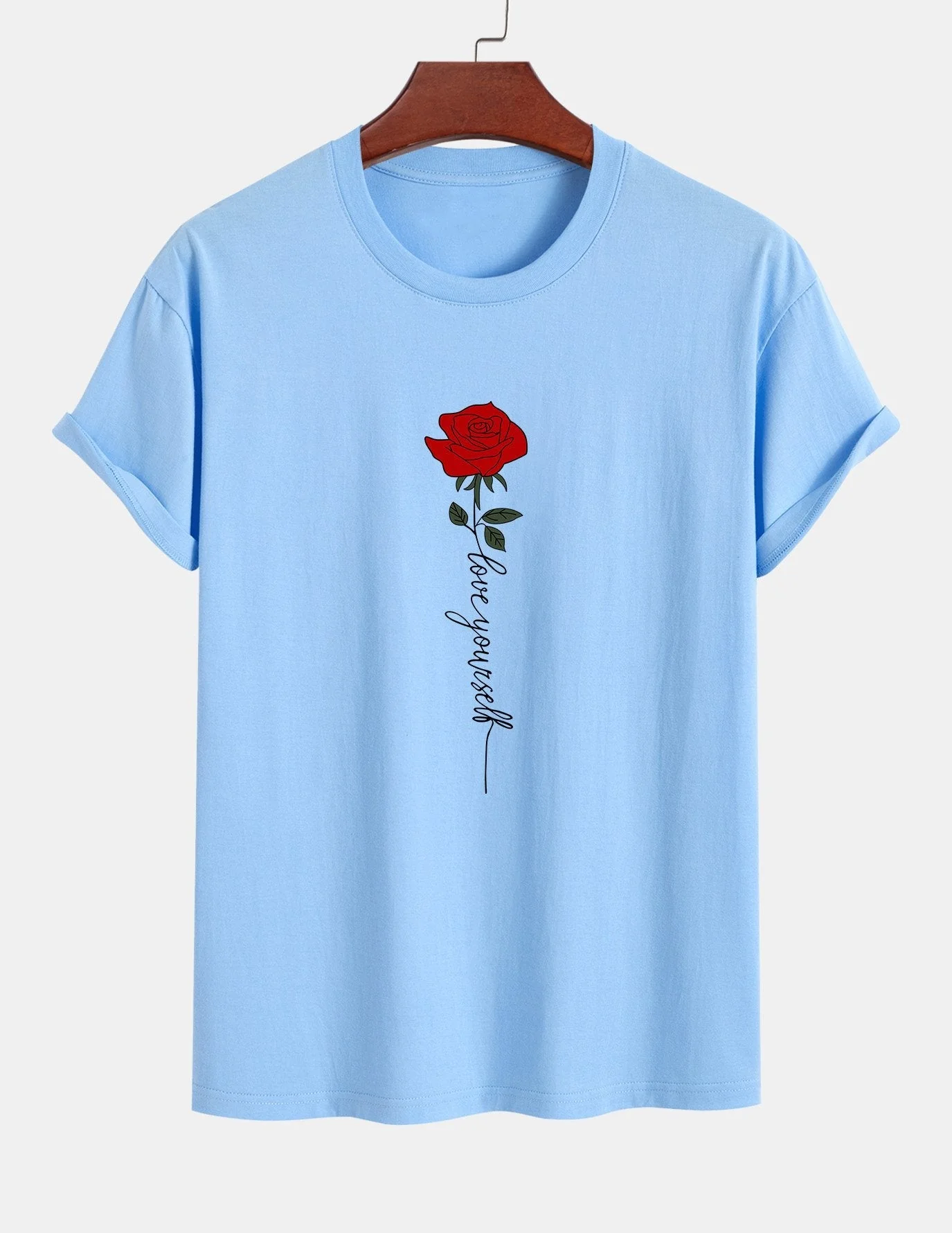 Arsenio® | Rose Slogan Print Cotton T-Shirt - Image 15