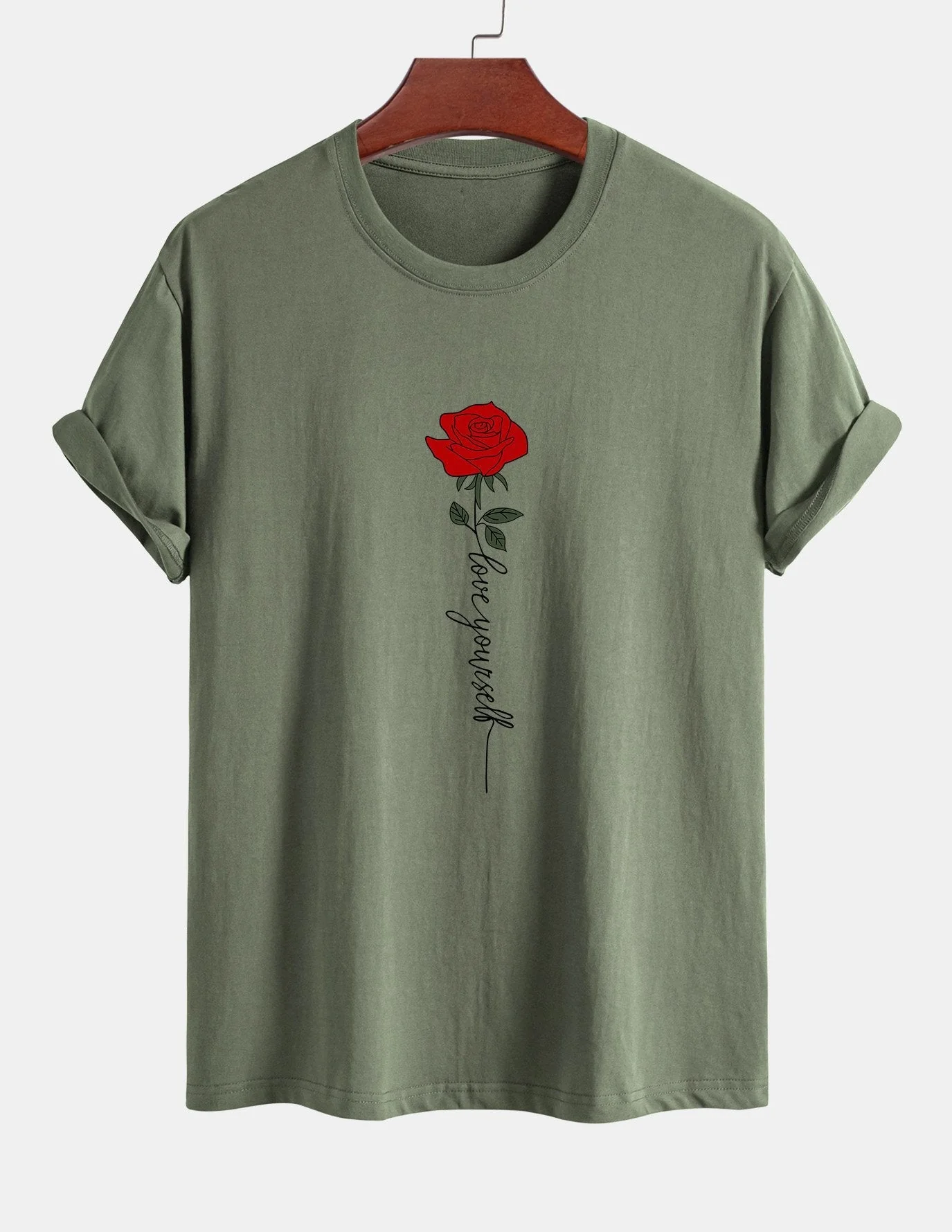 Arsenio® | Rose Slogan Print Cotton T-Shirt - Image 16
