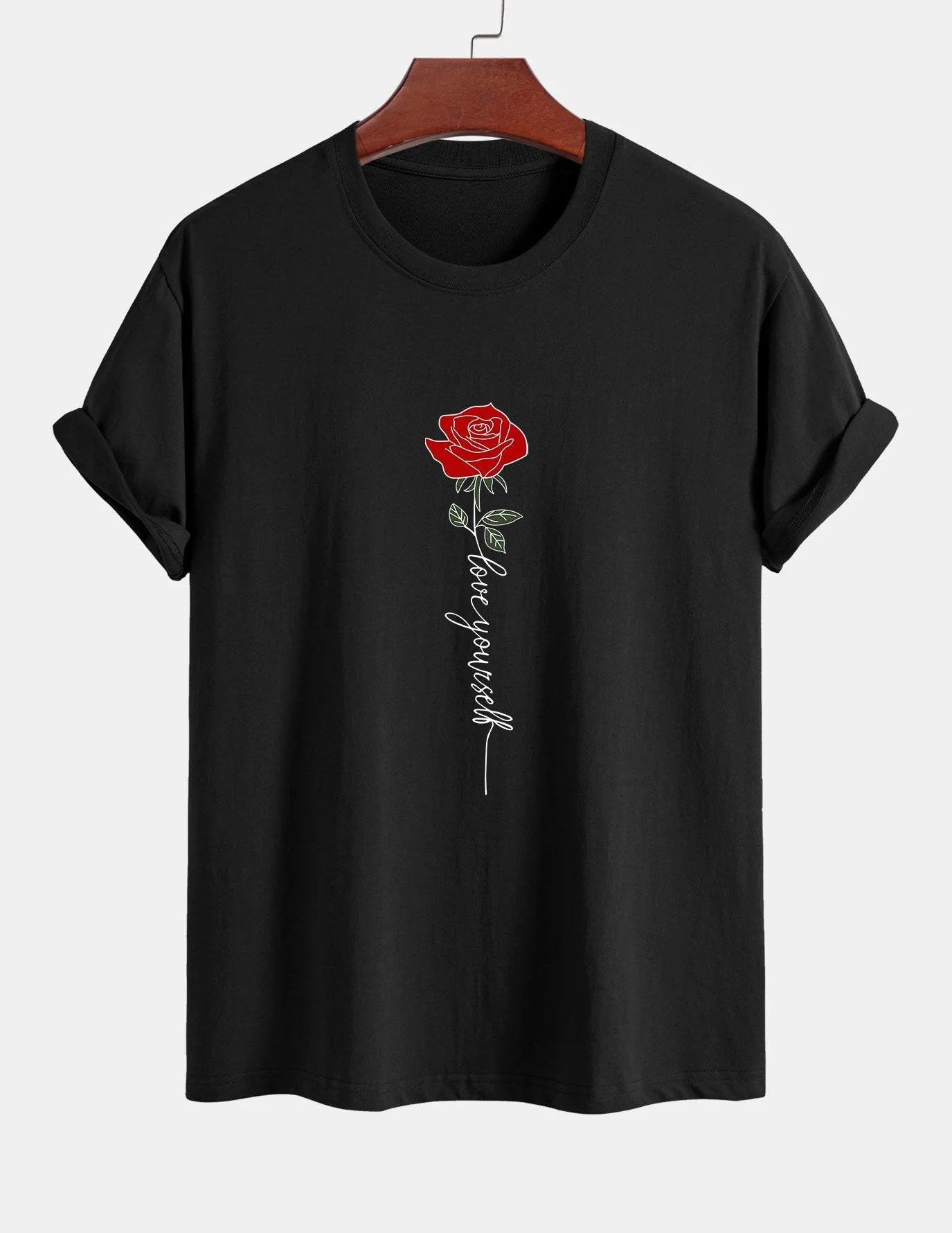 Arsenio® | Rose Slogan Print Cotton T-Shirt - Image 2