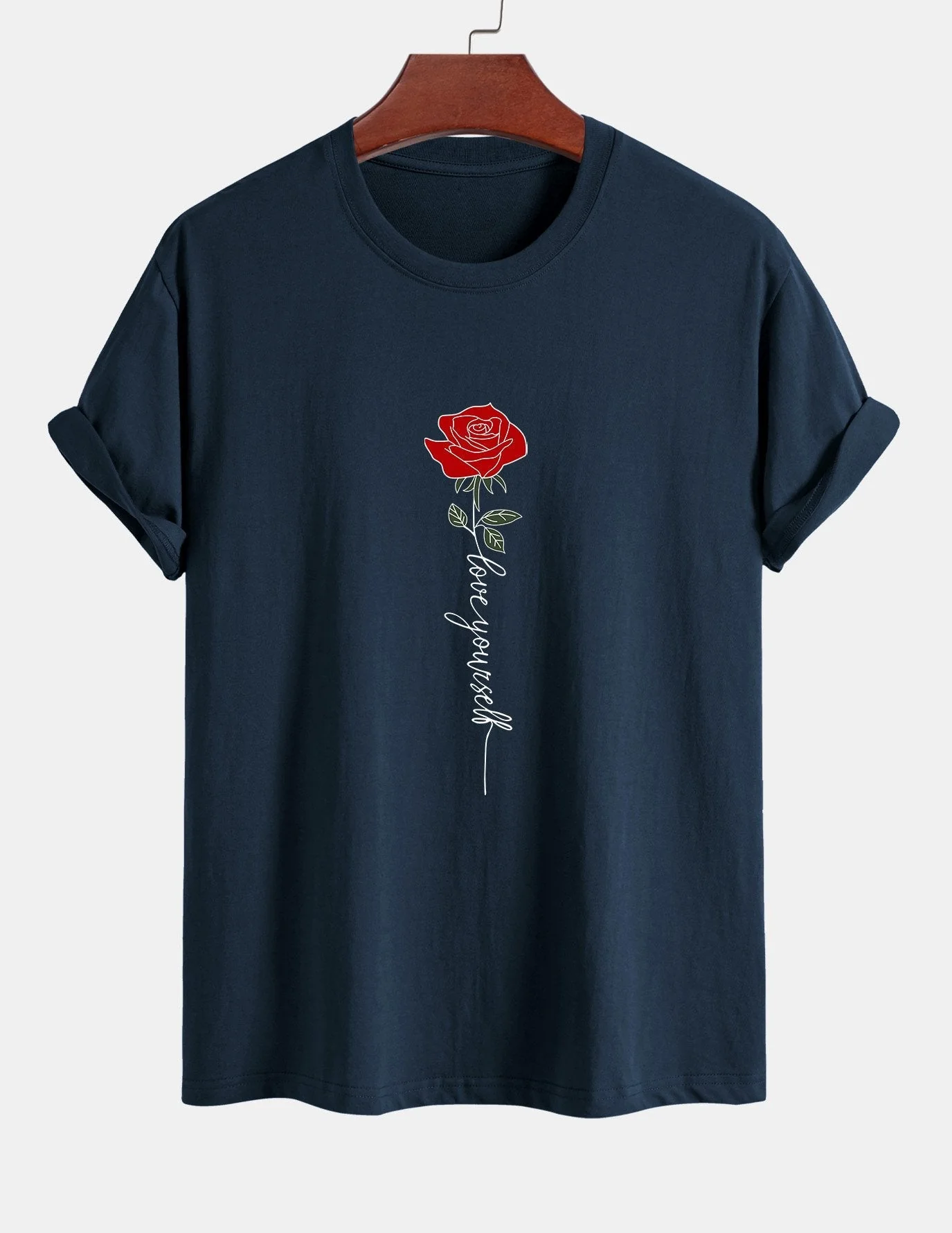 Arsenio® | Rose Slogan Print Cotton T-Shirt - Image 3