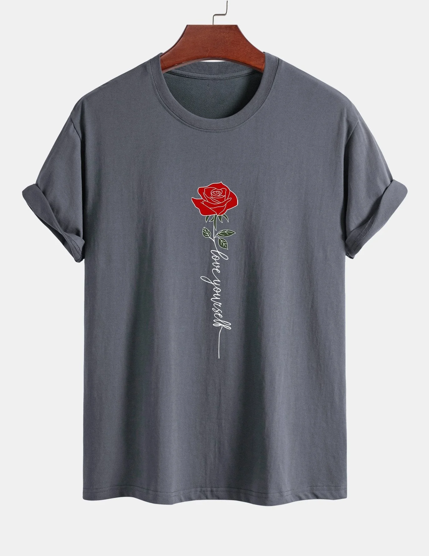 Arsenio® | Rose Slogan Print Cotton T-Shirt - Image 5