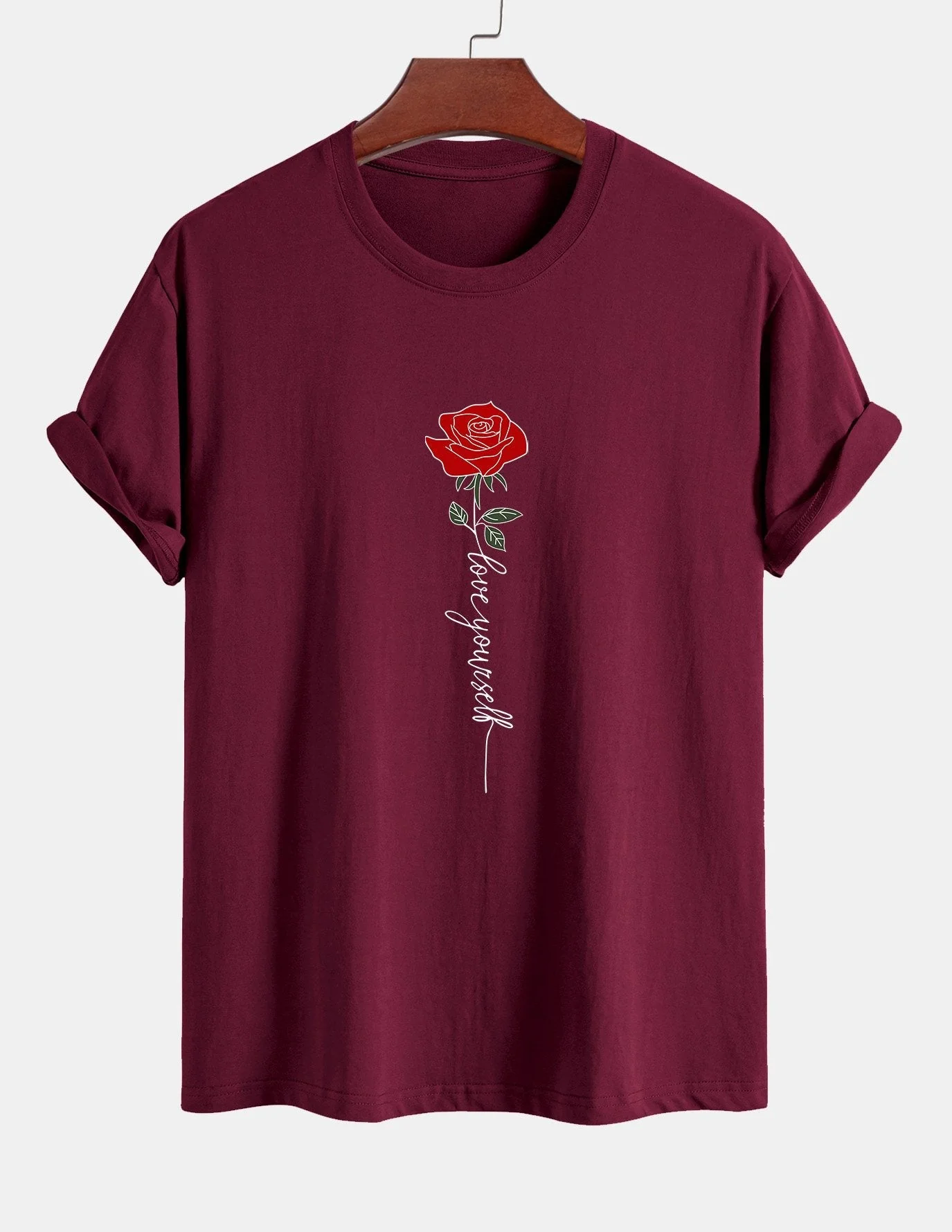 Arsenio® | Rose Slogan Print Cotton T-Shirt - Image 7