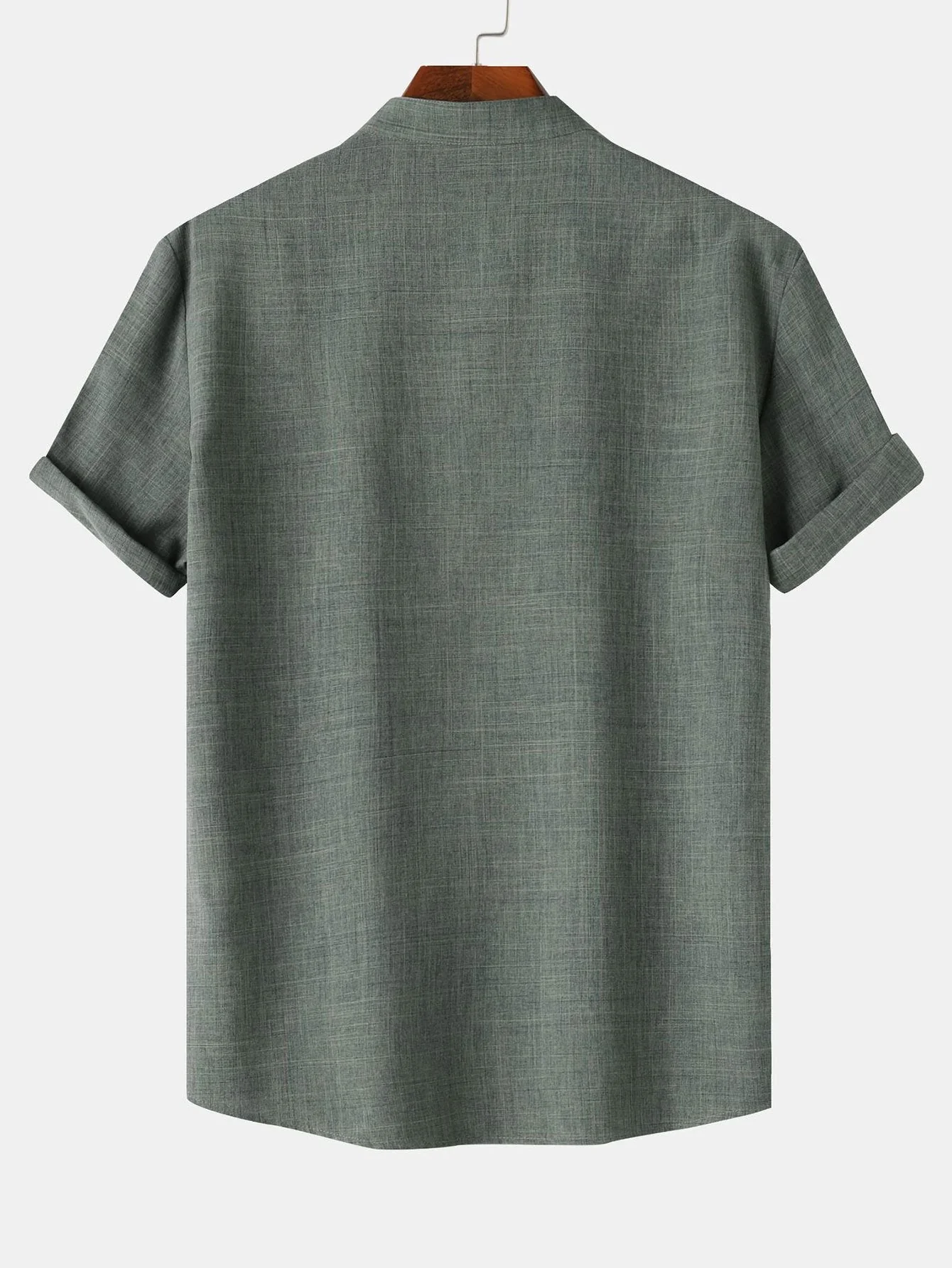 Arshak® | Short Sleeve Linen Look Henley Shirt - Image 2