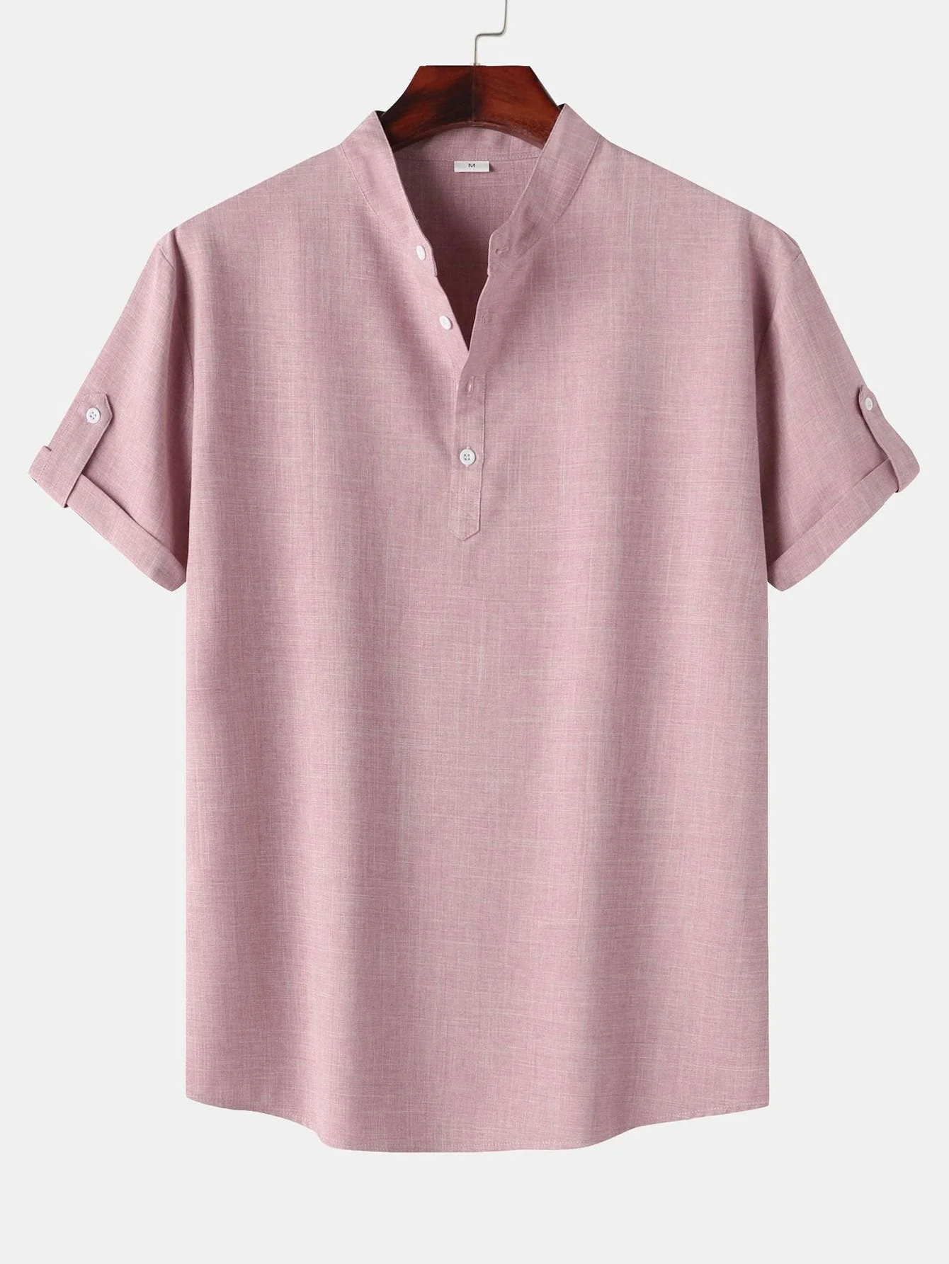 Arshak® | Short Sleeve Linen Look Henley Shirt - Image 6