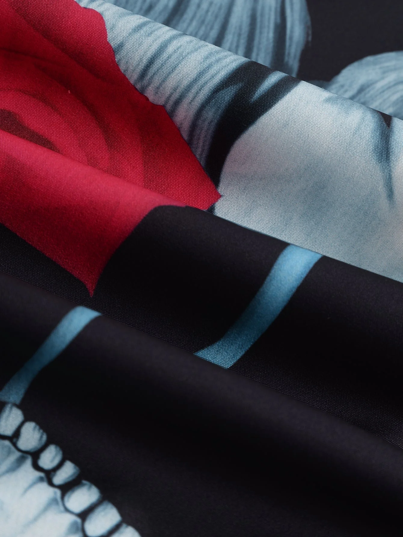 Arte® | Skull Rose Print Revere Collar Shirt - Image 5