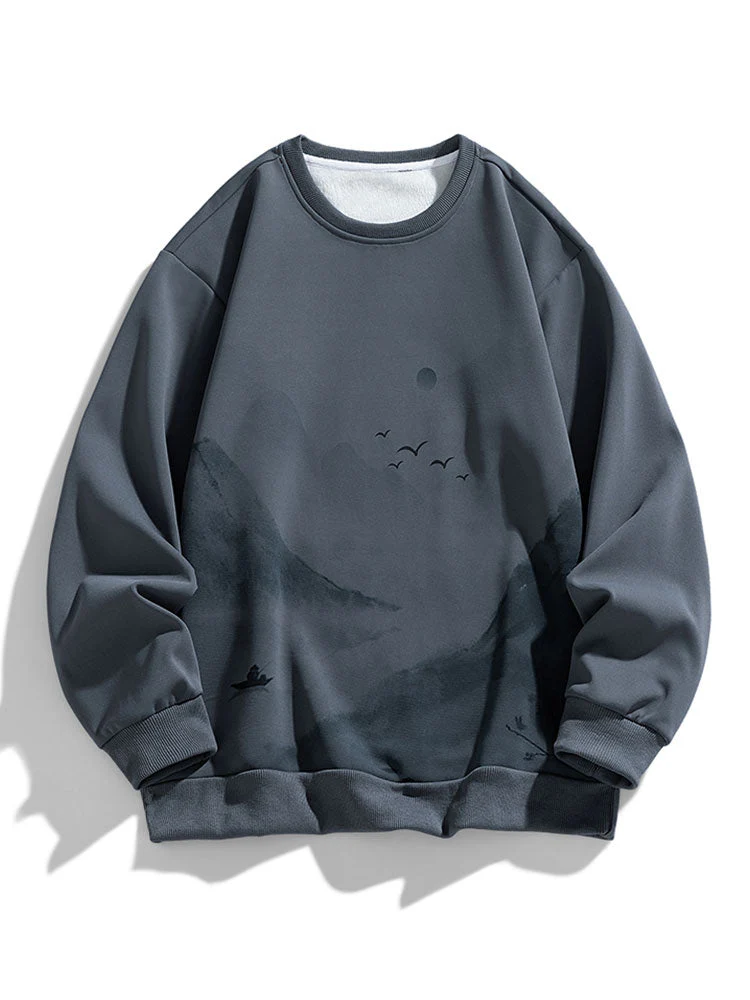 Artemas® | Ink Landscape Print Crew Neck Sweatshirt - Image 4
