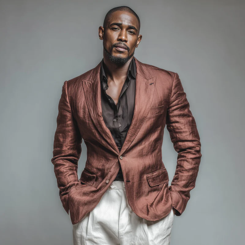 Arthur | Men'S Casual Solid Color Tencel Blended Peak Lapel Single Breasted Slim Fit Blazer - Image 3