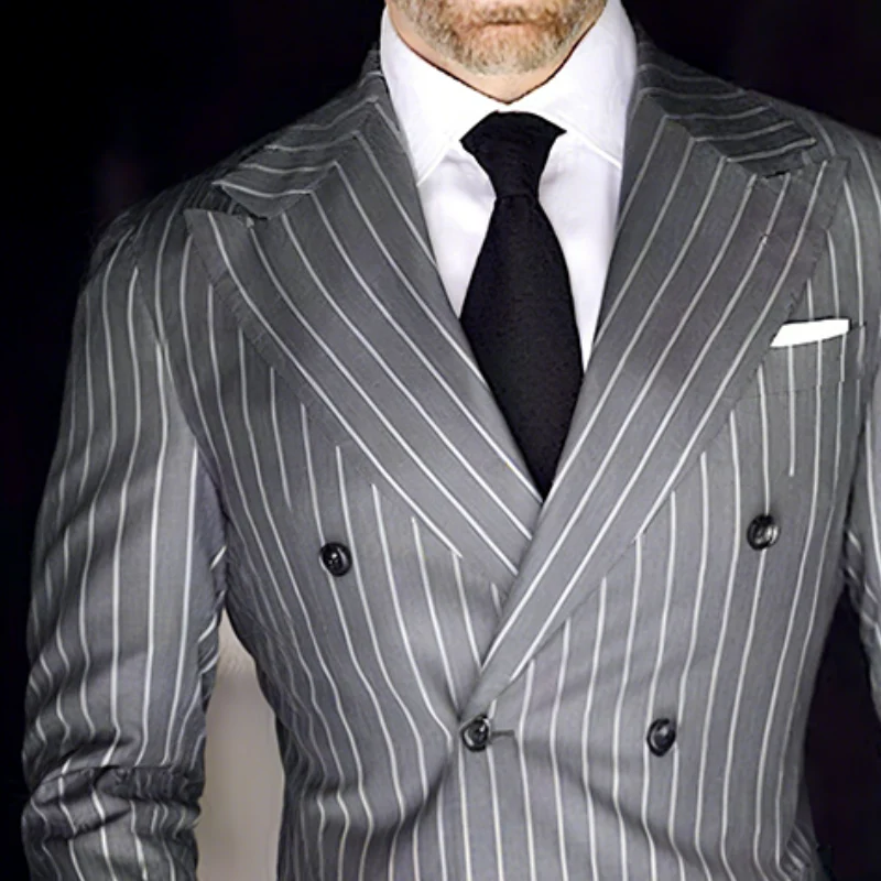 Arthur | Men'S Retro Casual Stripe Print Double Breasted Blazer - Image 3