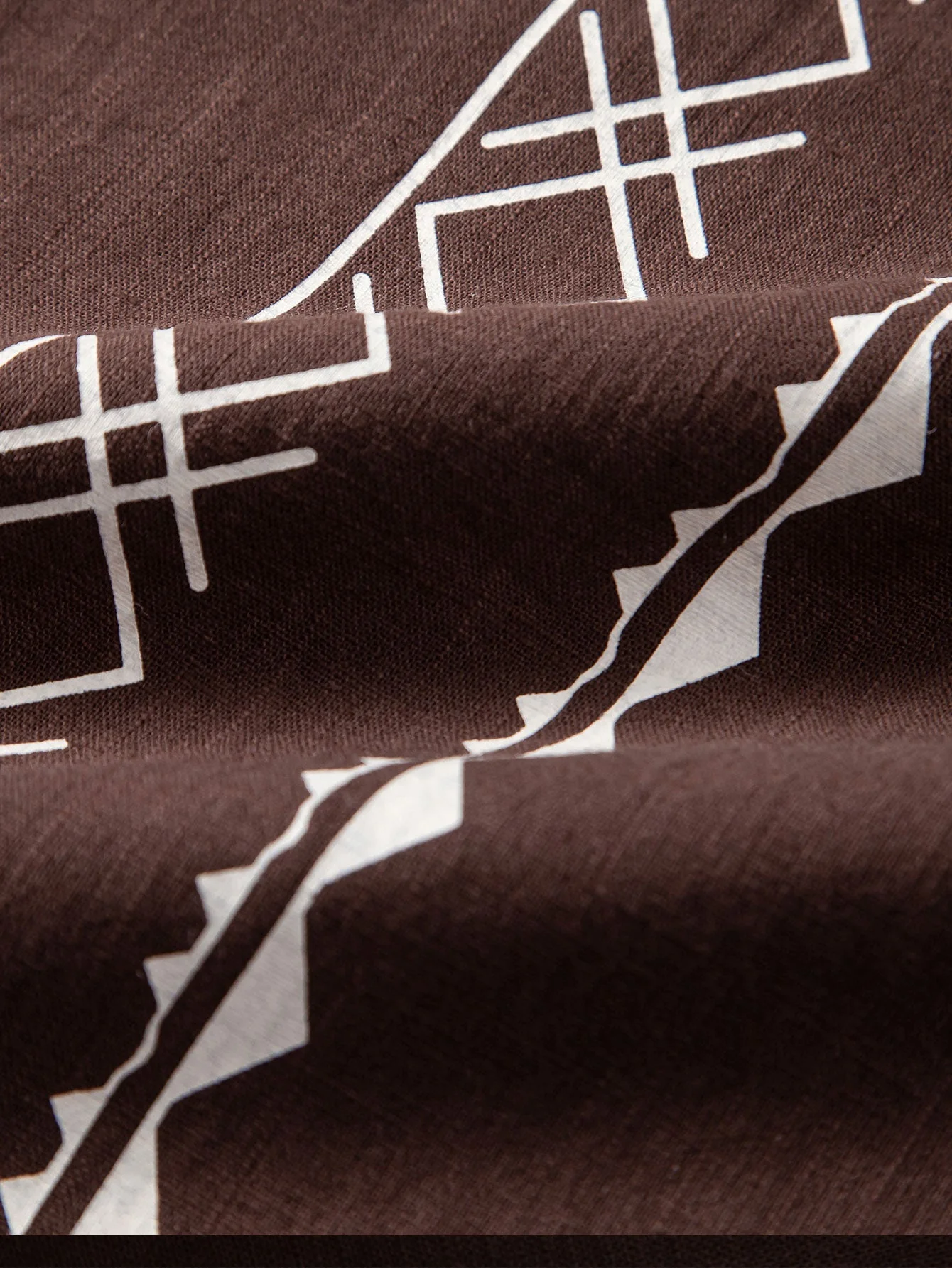 Arto® | Geometric Print Linen Look Shirt - Image 11