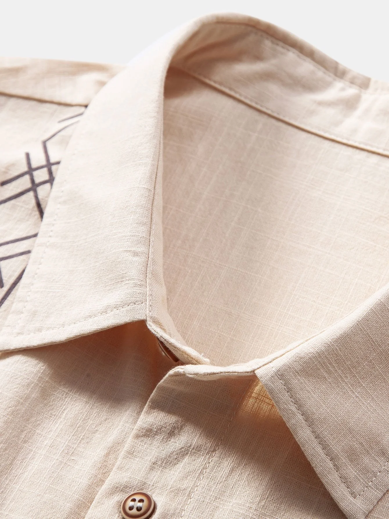 Arto® | Geometric Print Linen Look Shirt - Image 3