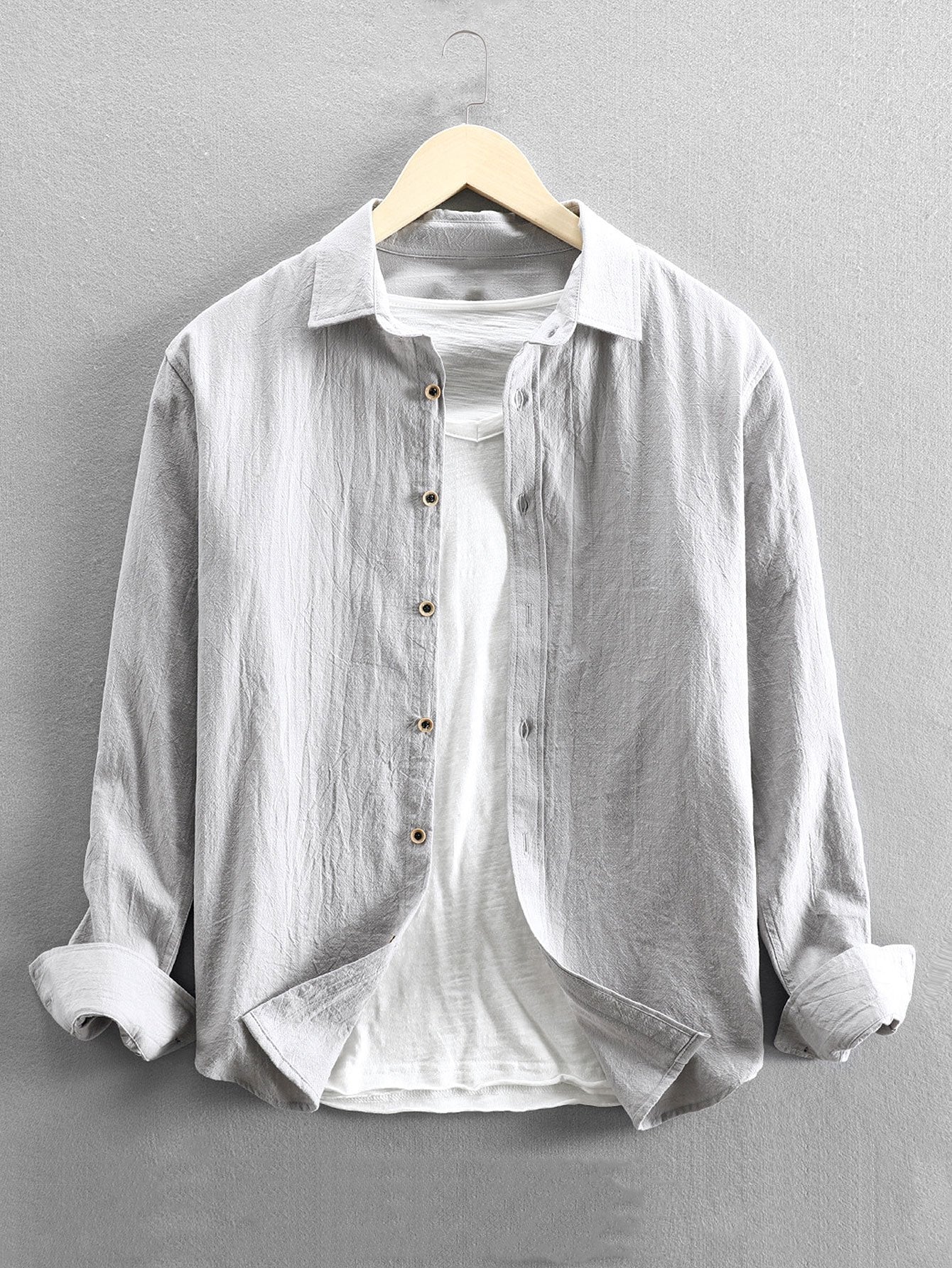 Artor® | Long Sleeve Linen And Cotton Blend Button Up Shirt - Image 2
