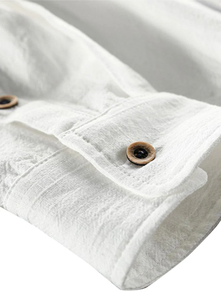 Artor® | Long Sleeve Linen And Cotton Blend Button Up Shirt - Image 5