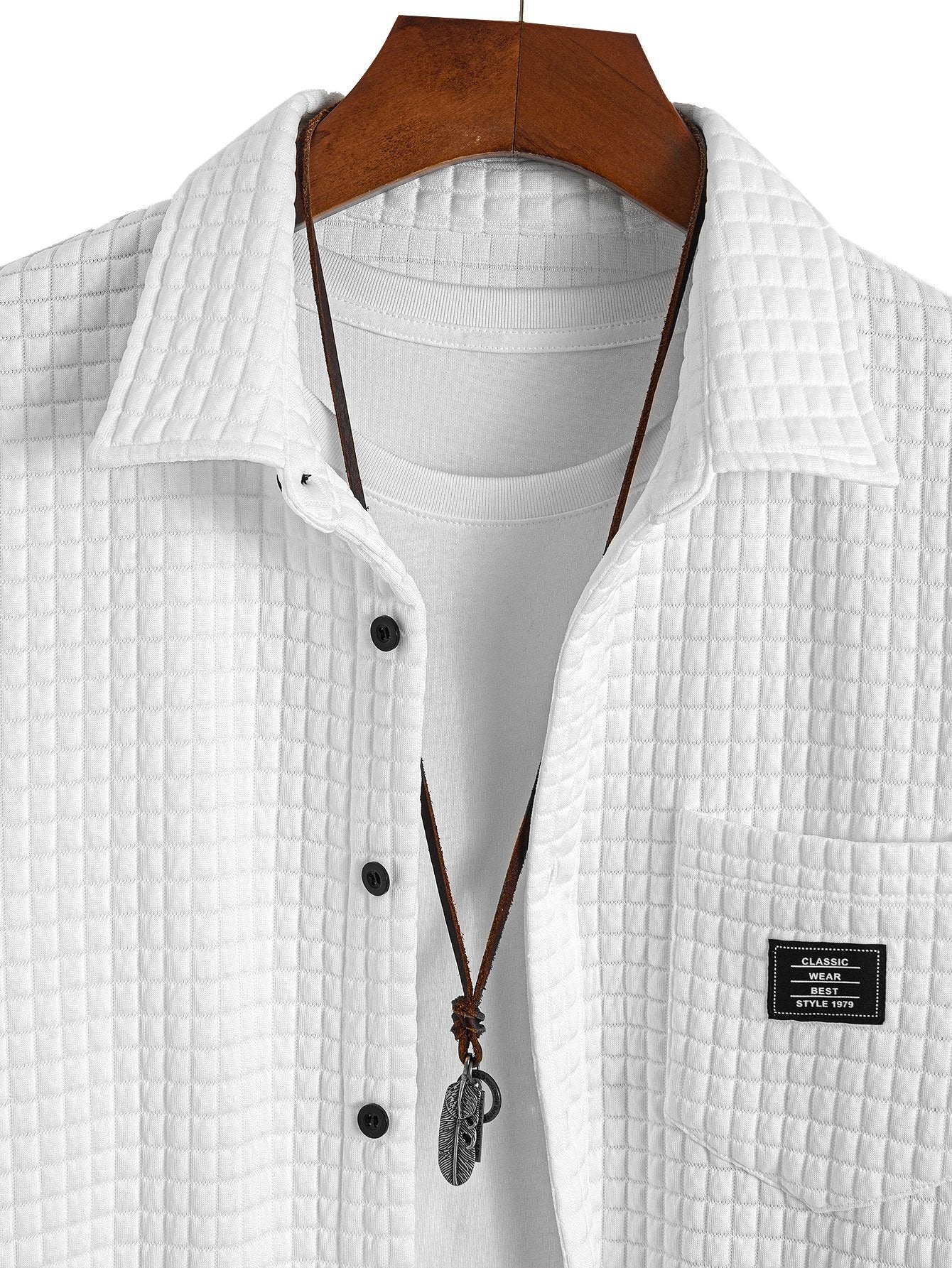 Arturo® | Waffle Button Up Shirt & Drawstring Corduroy Cargo Jogger Pants - Image 15