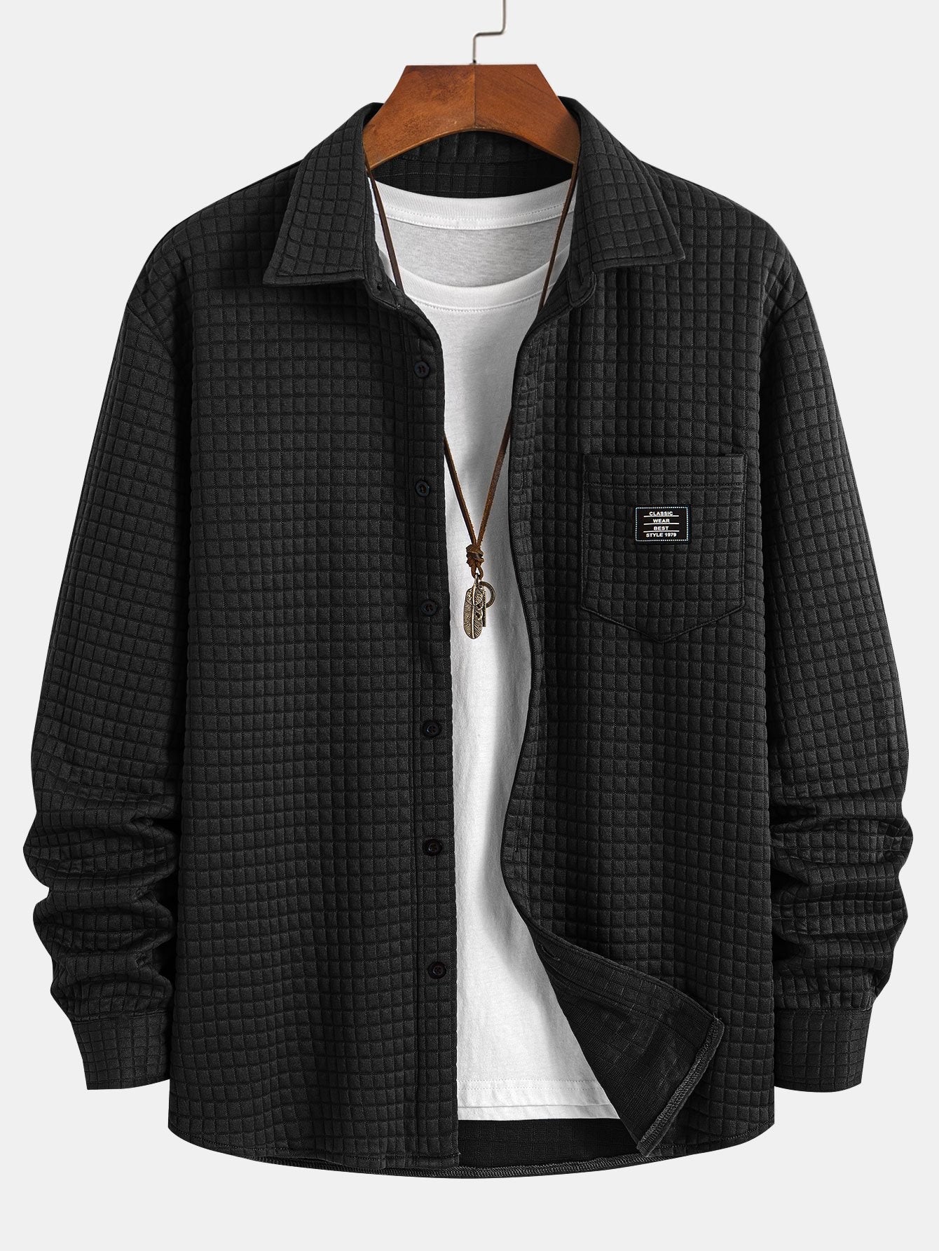 Arturo® | Waffle Button Up Shirt & Drawstring Corduroy Cargo Jogger Pants - Image 5