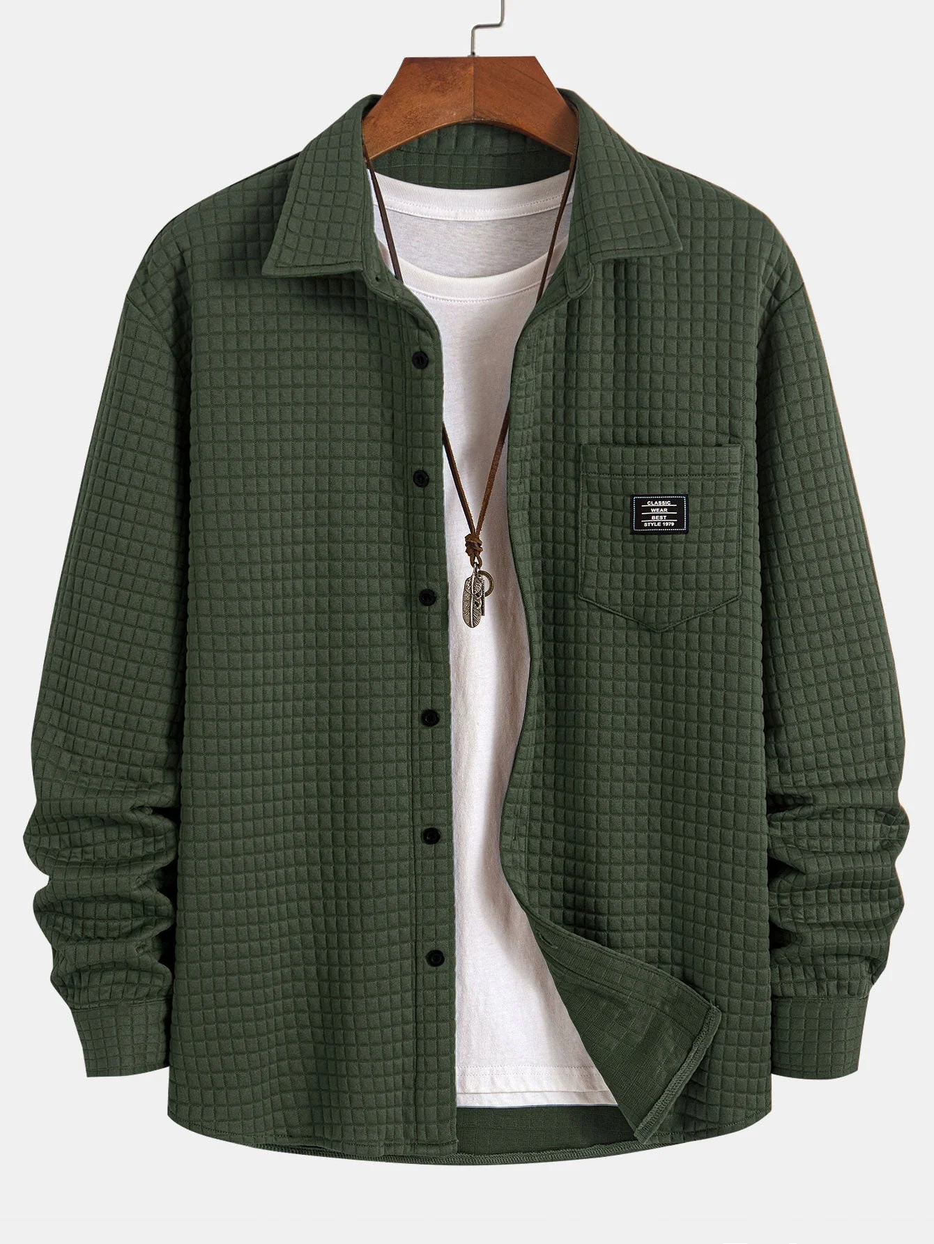 Arturo® | Waffle Button Up Shirt & Drawstring Corduroy Cargo Jogger Pants - Image 9