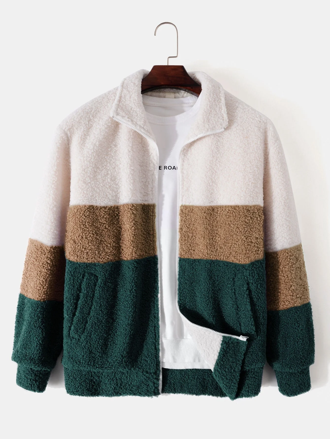 Arturo | Color Block Teddy Fleece Zip Up Coat - Image 2