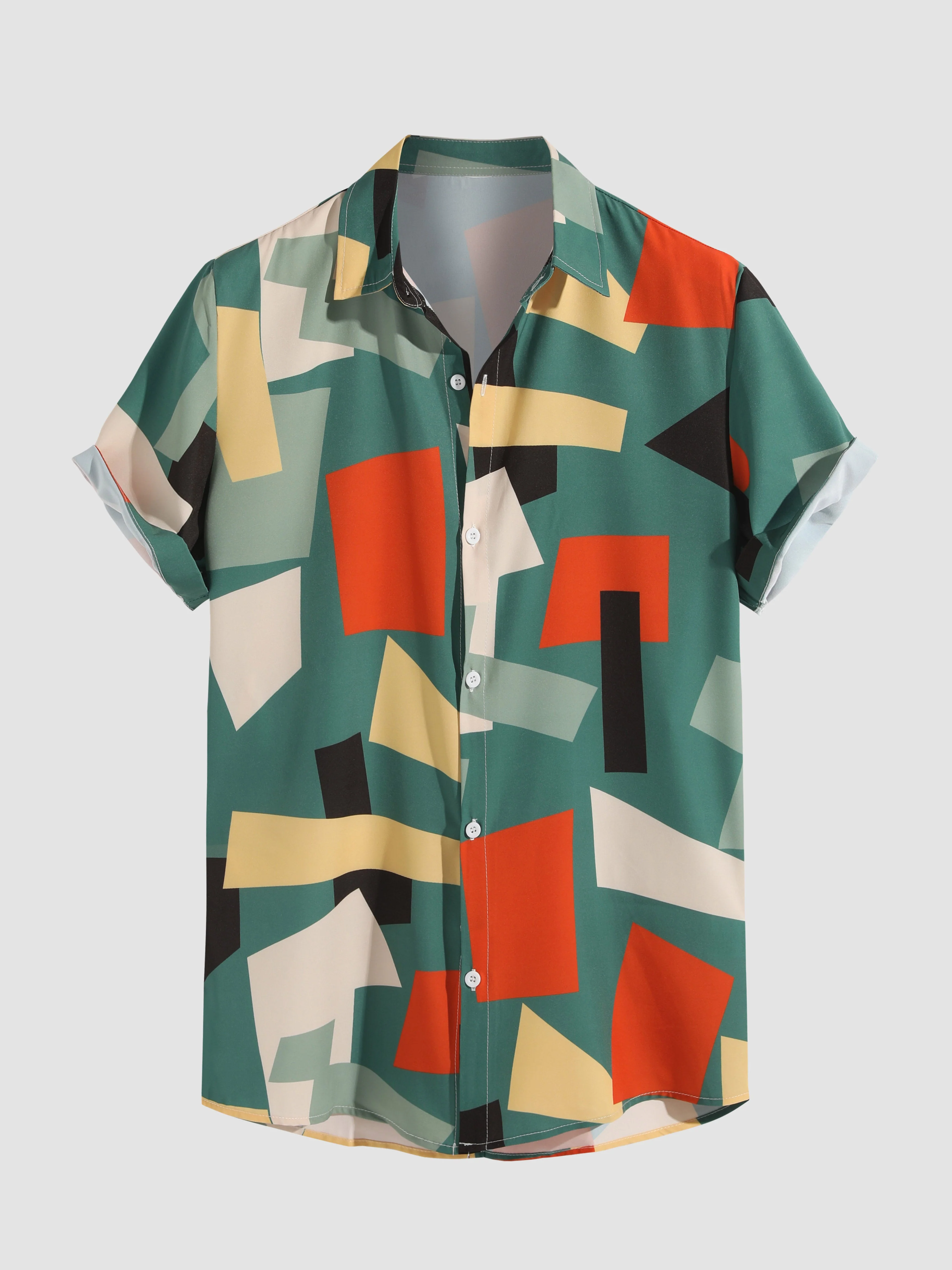 Arvad® | Geometric Color Block Print Button Up Shirt - Image 3