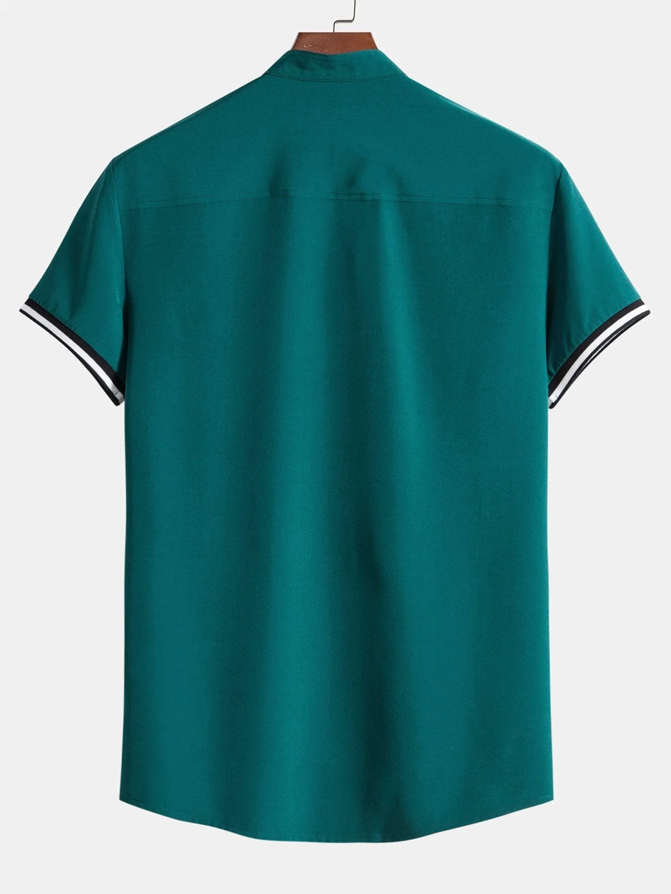Arvid® | Muscle Fit Stripe Threaded Cuff Stand Collar Shirt - Image 2