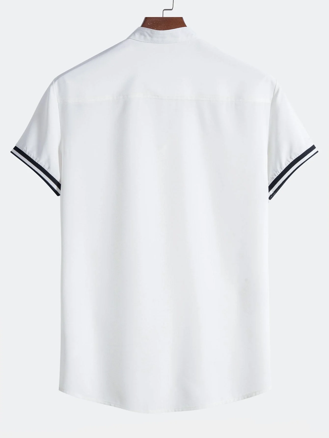 Arvid® | Muscle Fit Stripe Threaded Cuff Stand Collar Shirt - Image 4