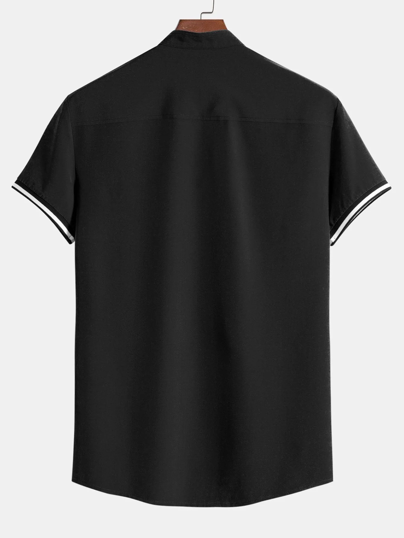 Arvid® | Muscle Fit Stripe Threaded Cuff Stand Collar Shirt - Image 6