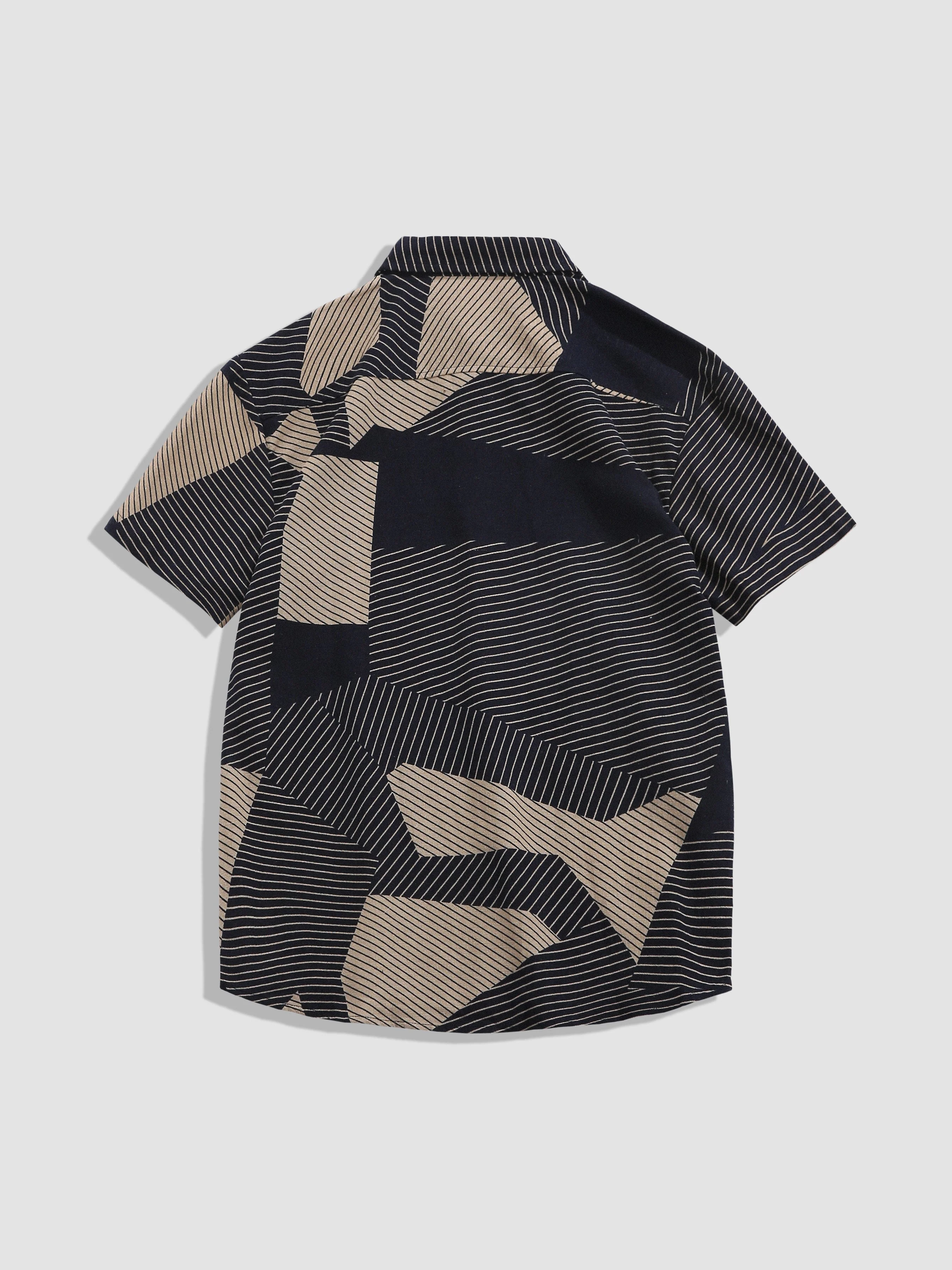 Arvonio® | Line Geometry Print Shirt - Image 2