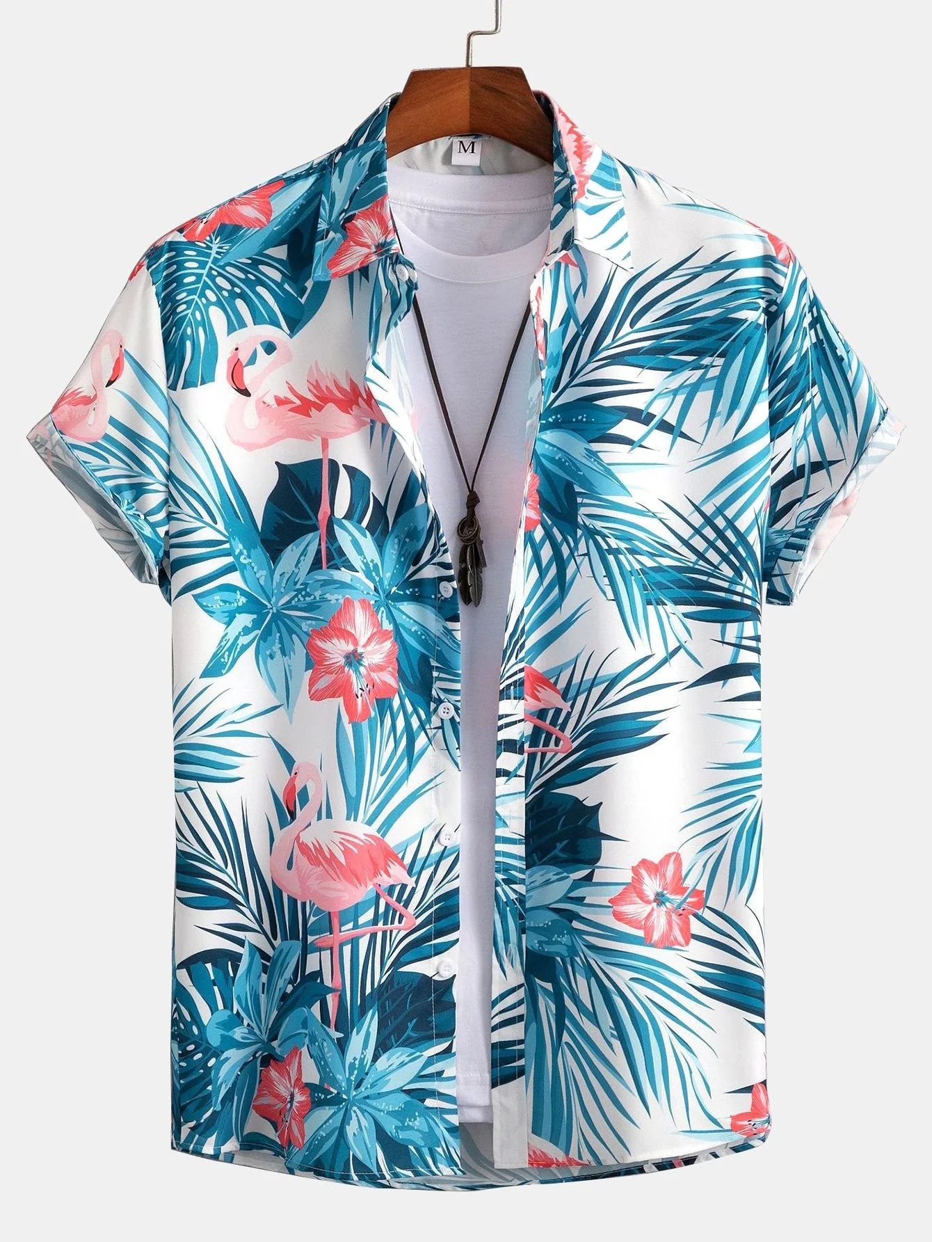 Asbjorn® | Flamingo Tropical Print Button Up Shirt - Image 3