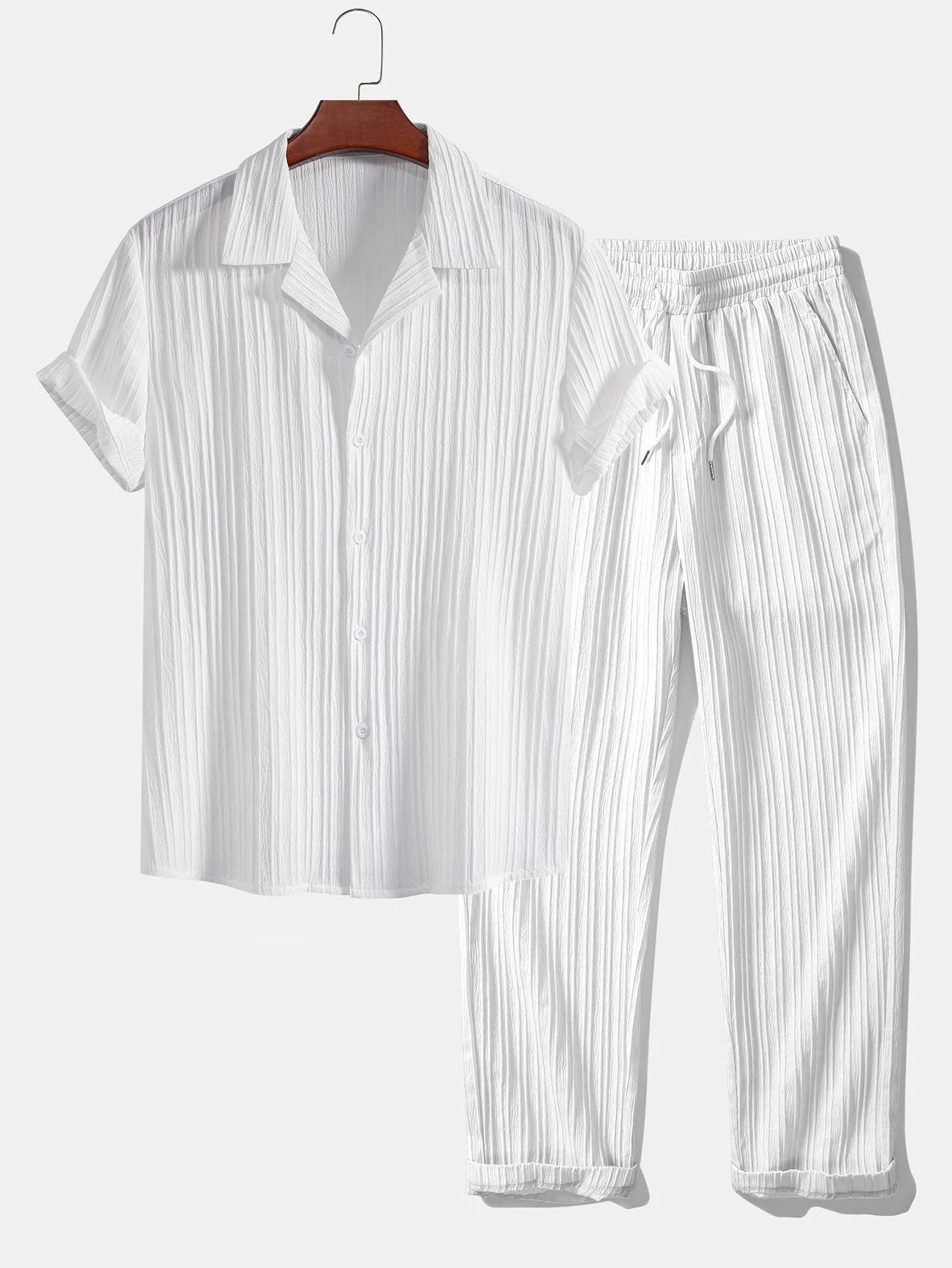Asdrúbal® | Striped Jacquard Cuban Collar Shirt & Straight Leg Pants - Image 2