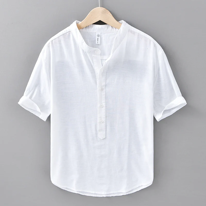 Asher | Calypso Henley Linen Shirt - Image 3