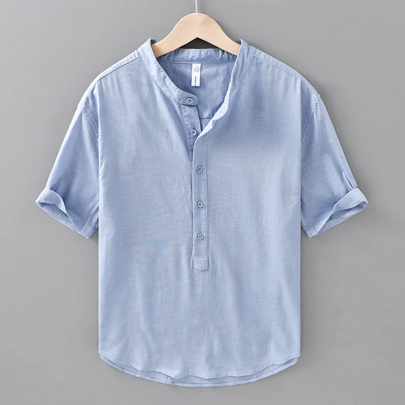 Asher | Calypso Henley Linen Shirt - Image 4