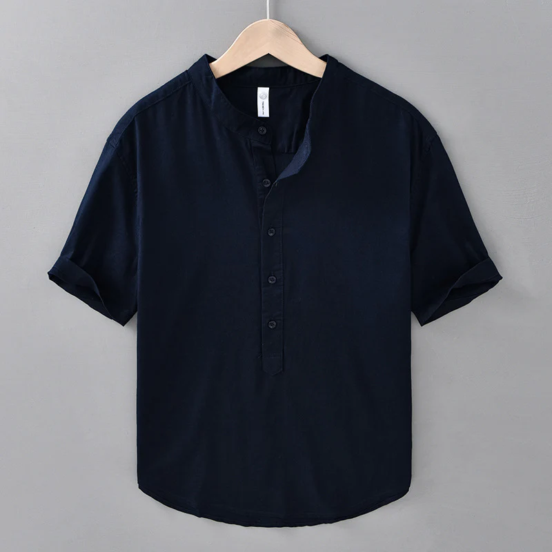 Asher | Calypso Henley Linen Shirt - Image 5