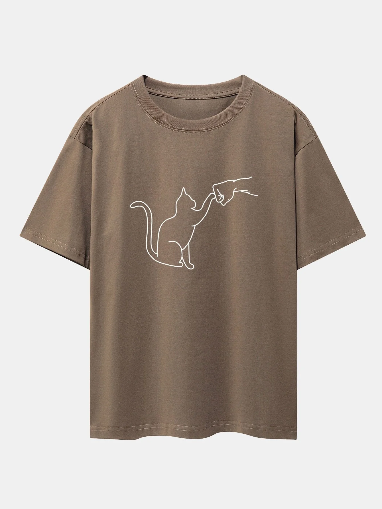 Asier® | Fist Bump Cat Print Drop Shoulder Oversize T-Shirt - Image 11