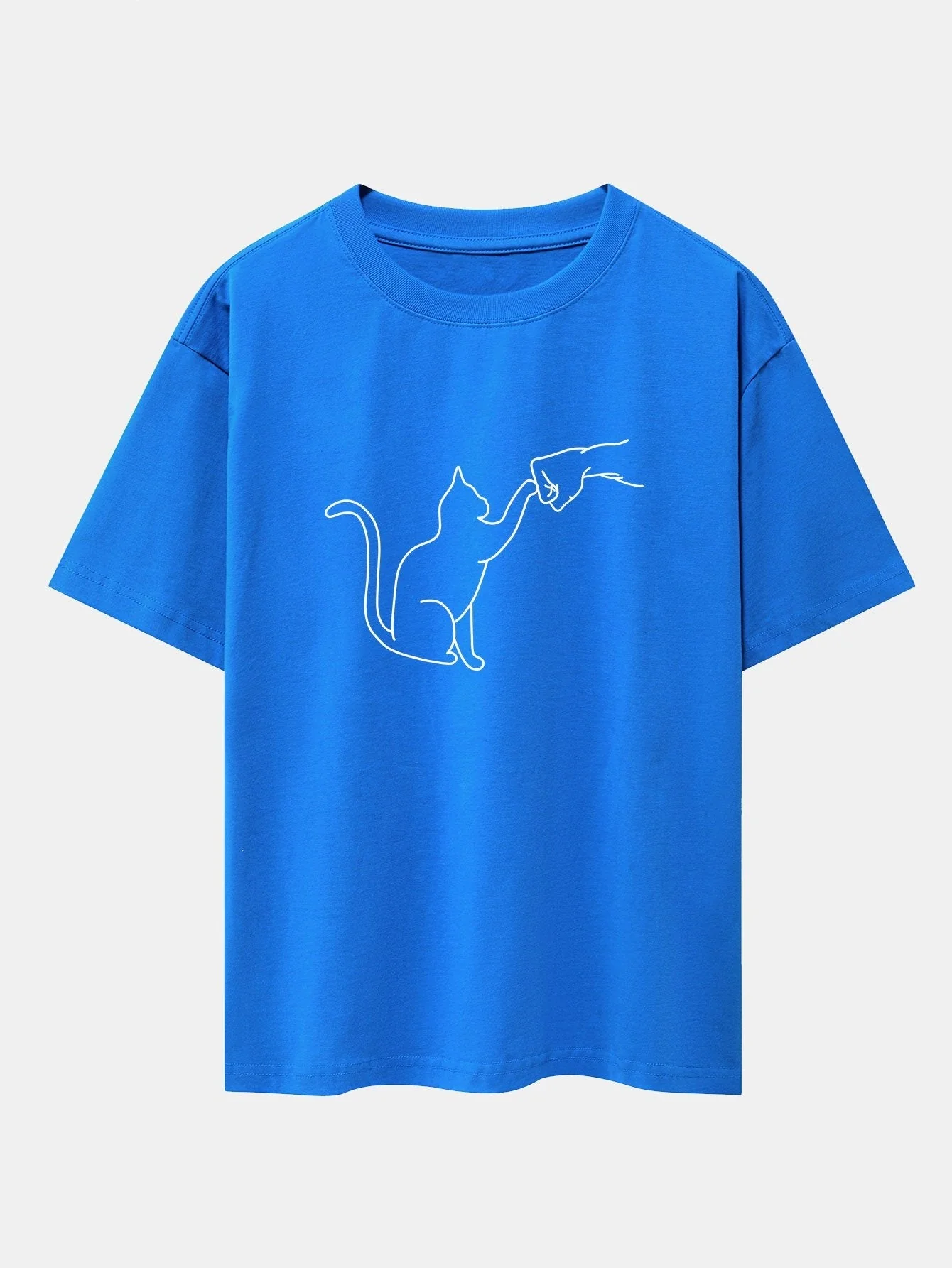 Asier® | Fist Bump Cat Print Drop Shoulder Oversize T-Shirt - Image 12