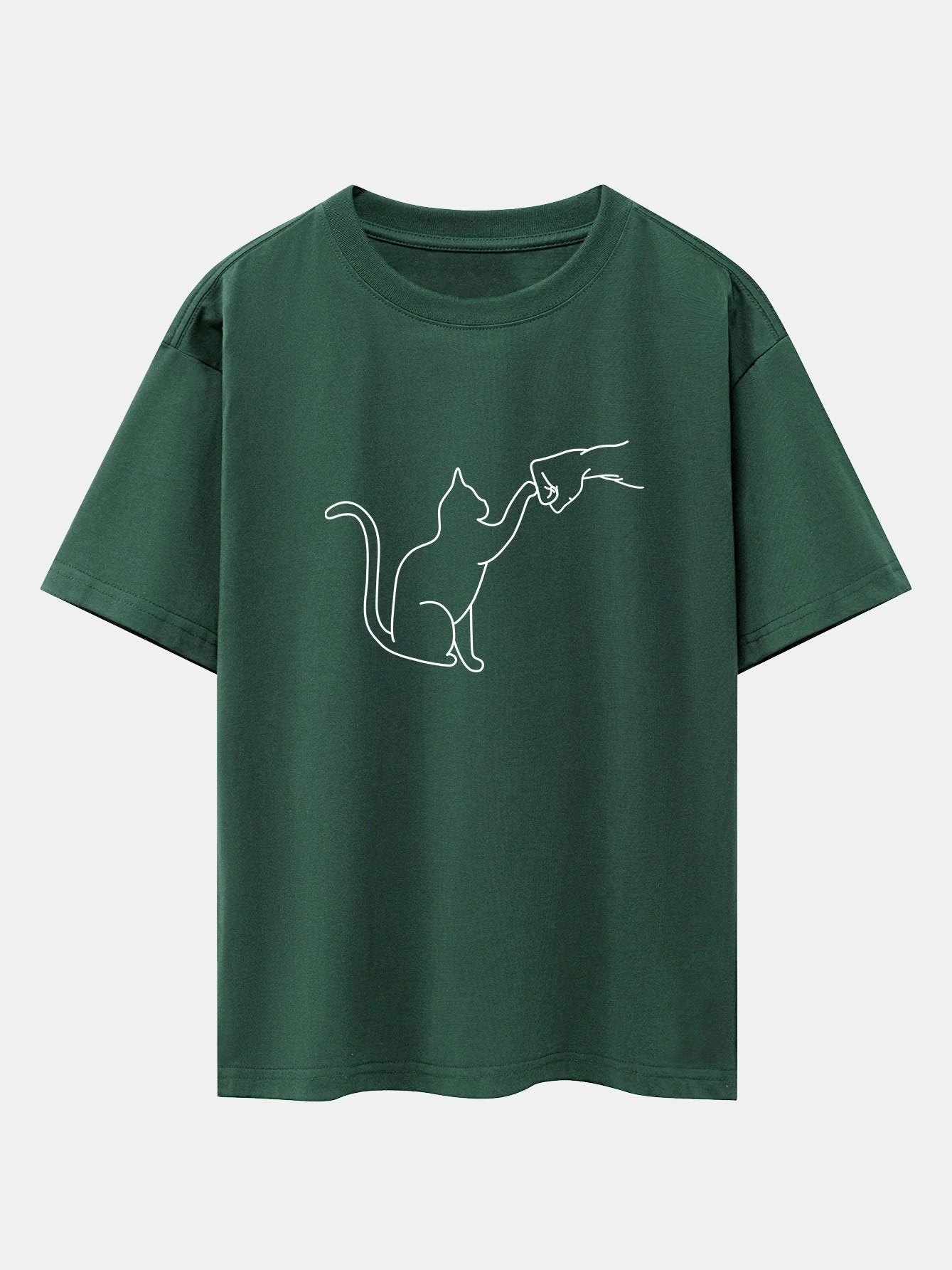 Asier® | Fist Bump Cat Print Drop Shoulder Oversize T-Shirt - Image 14