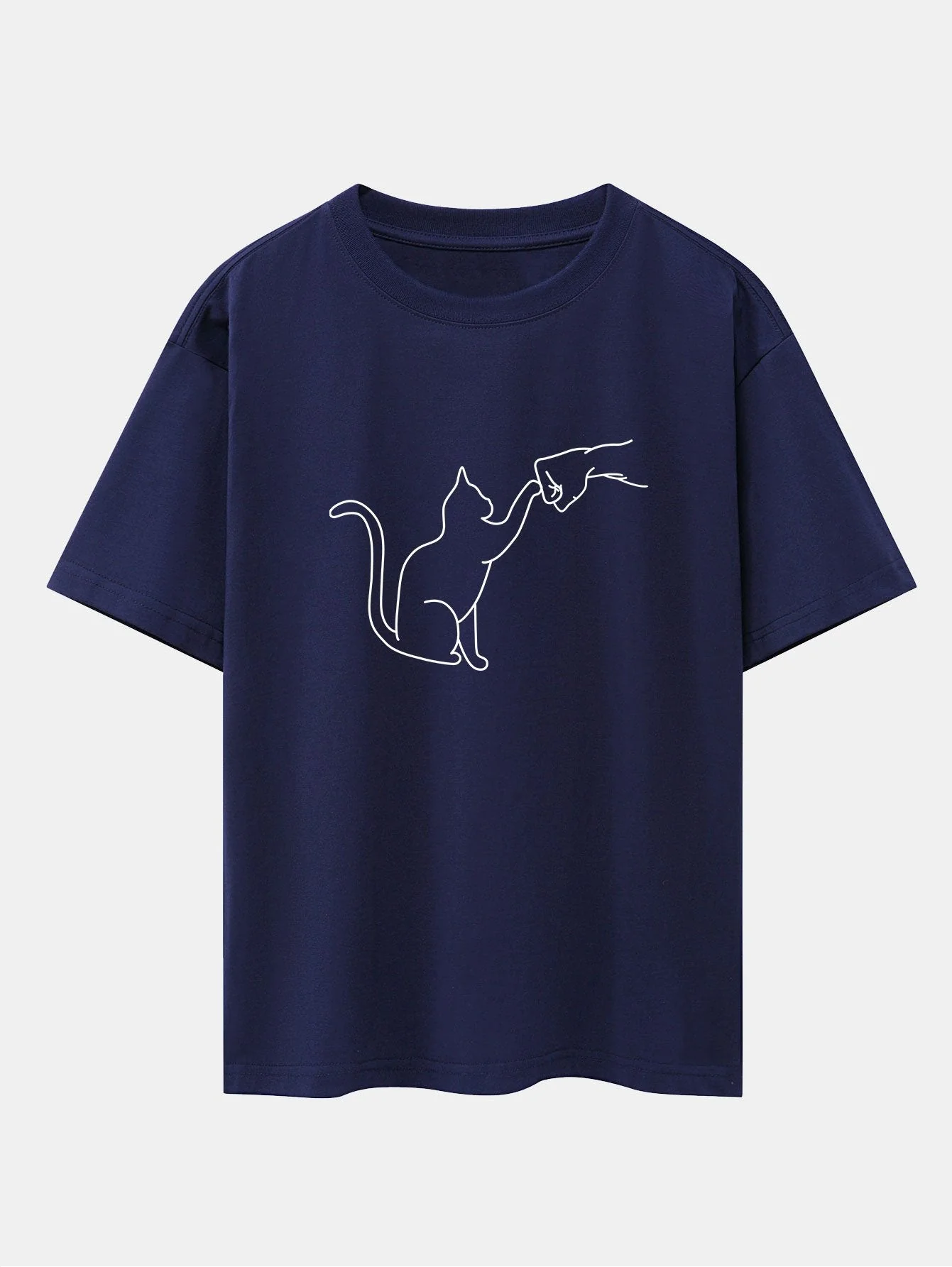 Asier® | Fist Bump Cat Print Drop Shoulder Oversize T-Shirt - Image 15