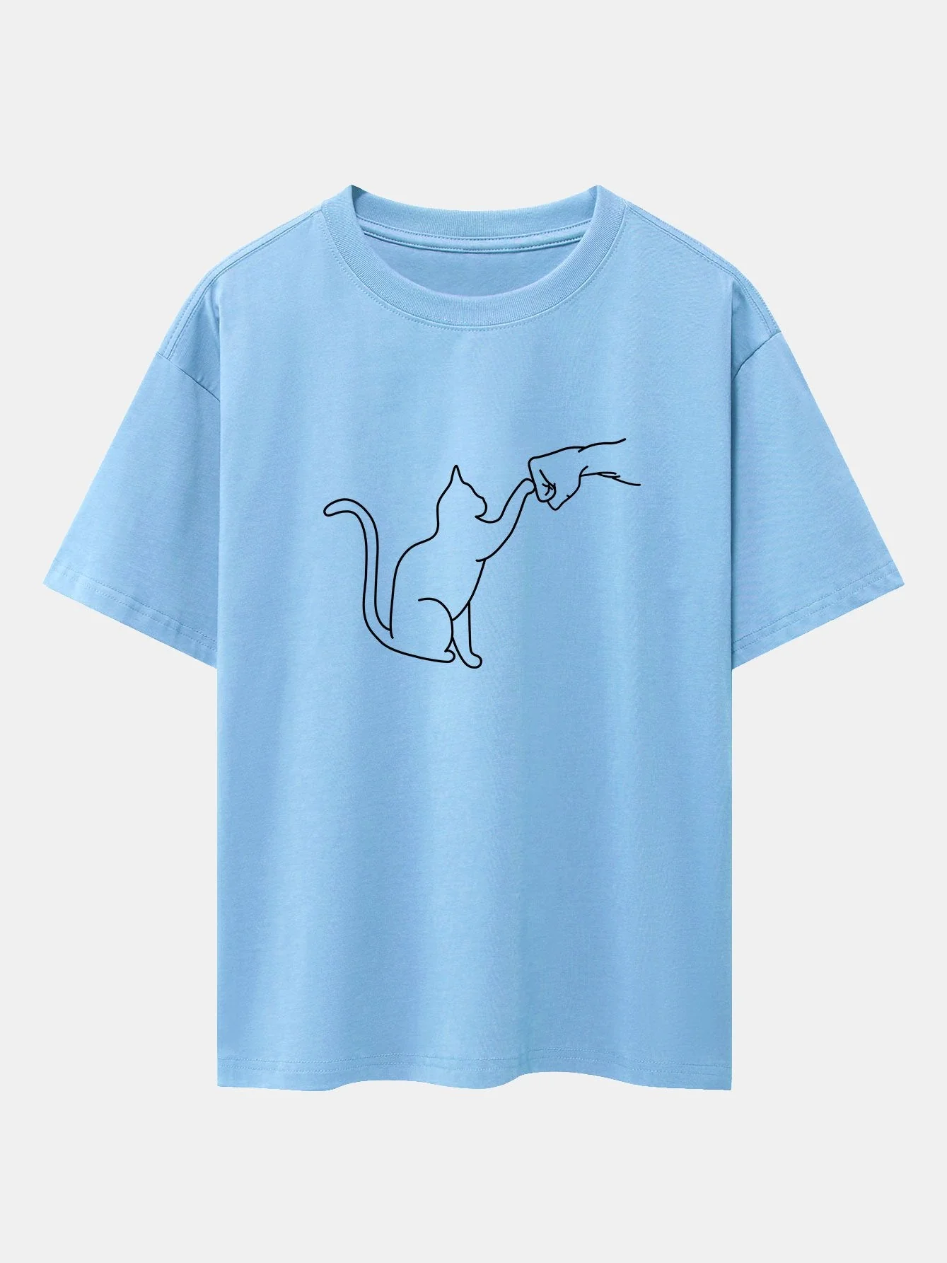 Asier® | Fist Bump Cat Print Drop Shoulder Oversize T-Shirt - Image 6