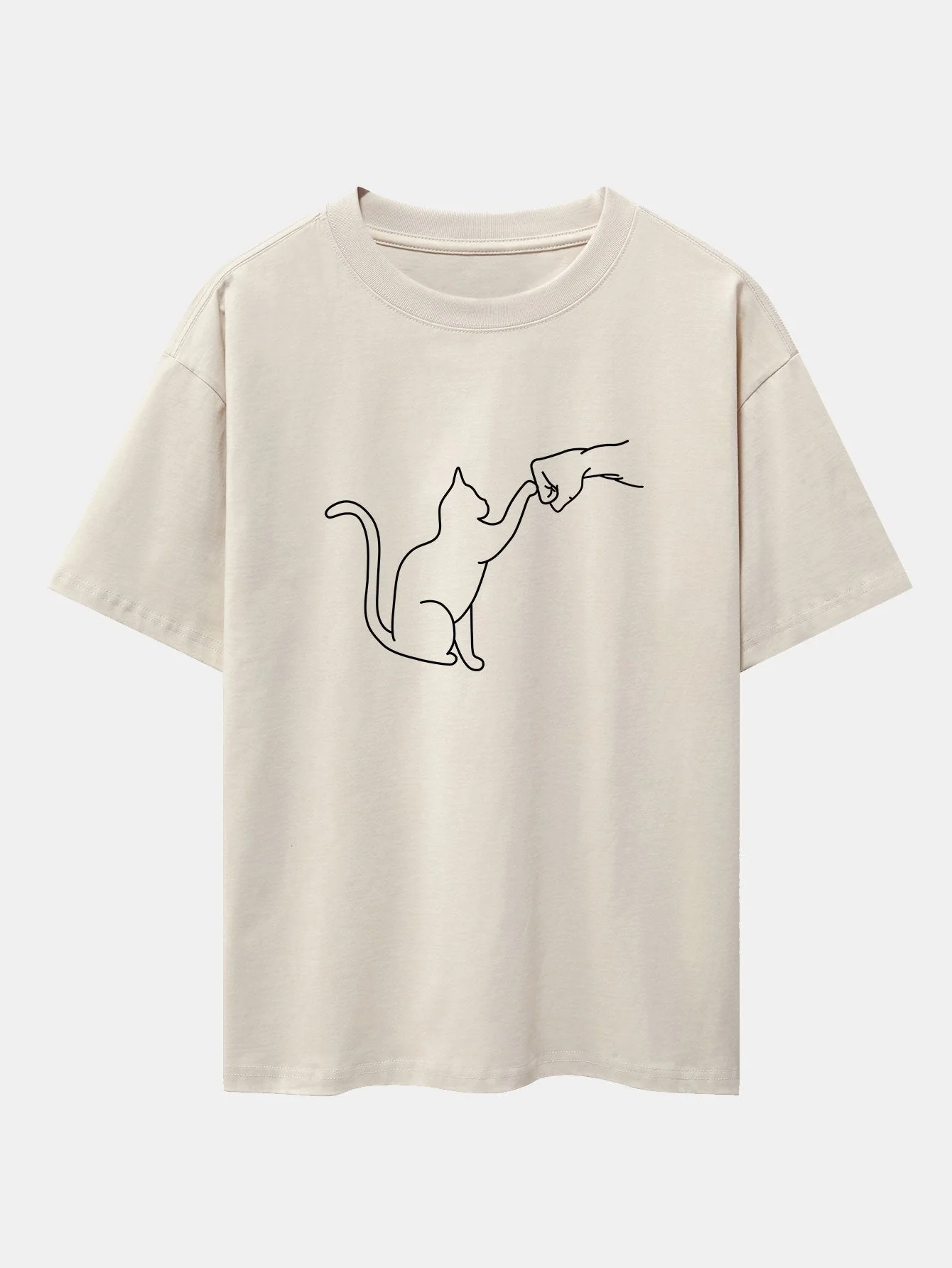 Asier® | Fist Bump Cat Print Drop Shoulder Oversize T-Shirt - Image 8