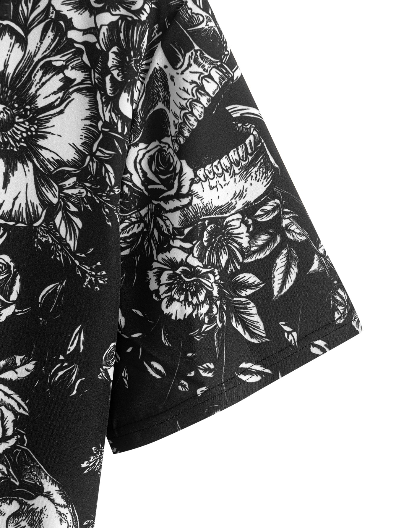 Assuan® | Skull Floral Print Button Up Shirt - Image 4